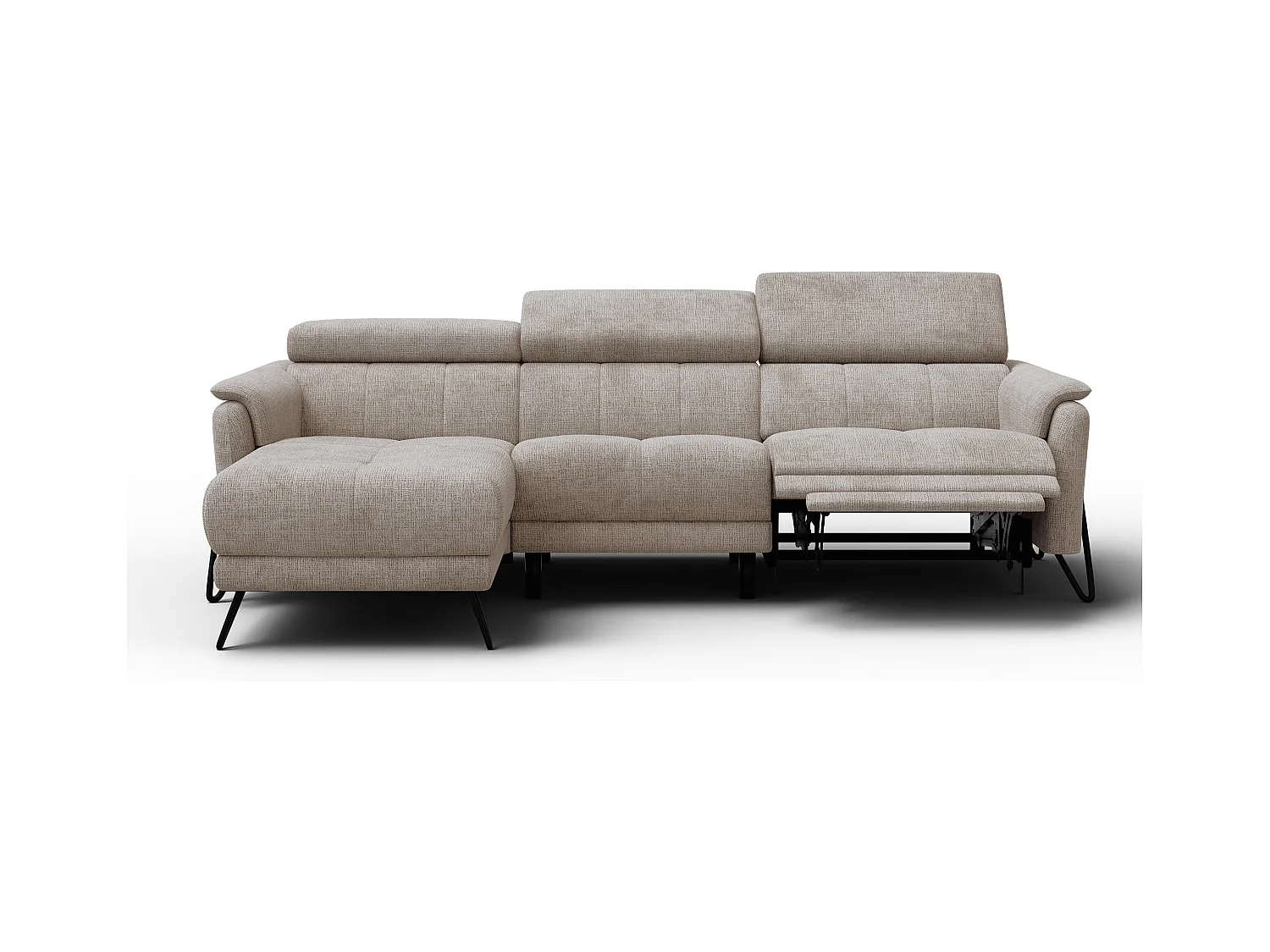 Canapé d'angle 4 places RODEN avec Relax, tissu beige