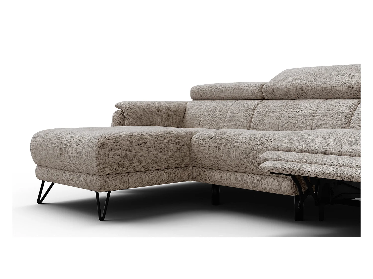 Canapé d'angle 4 places RODEN avec Relax, tissu beige