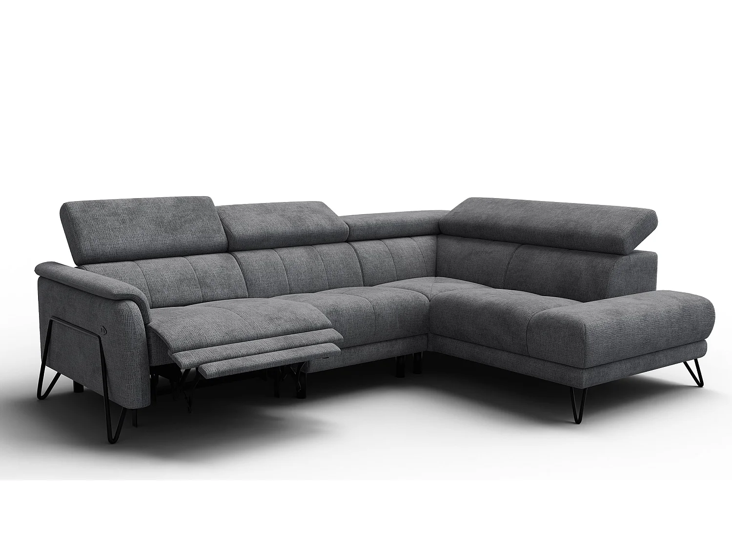 Ecksofa 5-Sitzer mit Relax RODEN, dunkelgrau