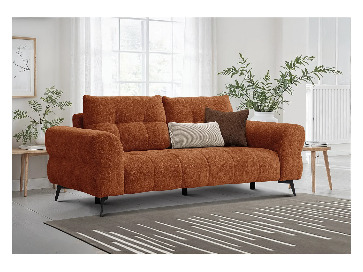 Canapé 3 places SALVINI, tissu orange