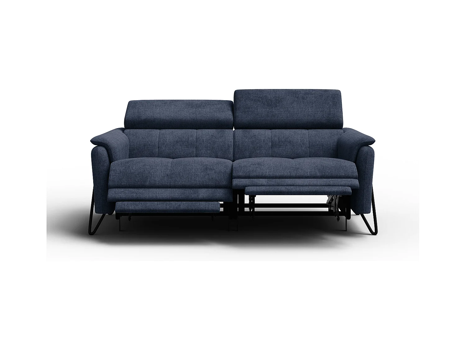 Canapé RODEN 3 places avec 2 Relax, tissu bleu marine