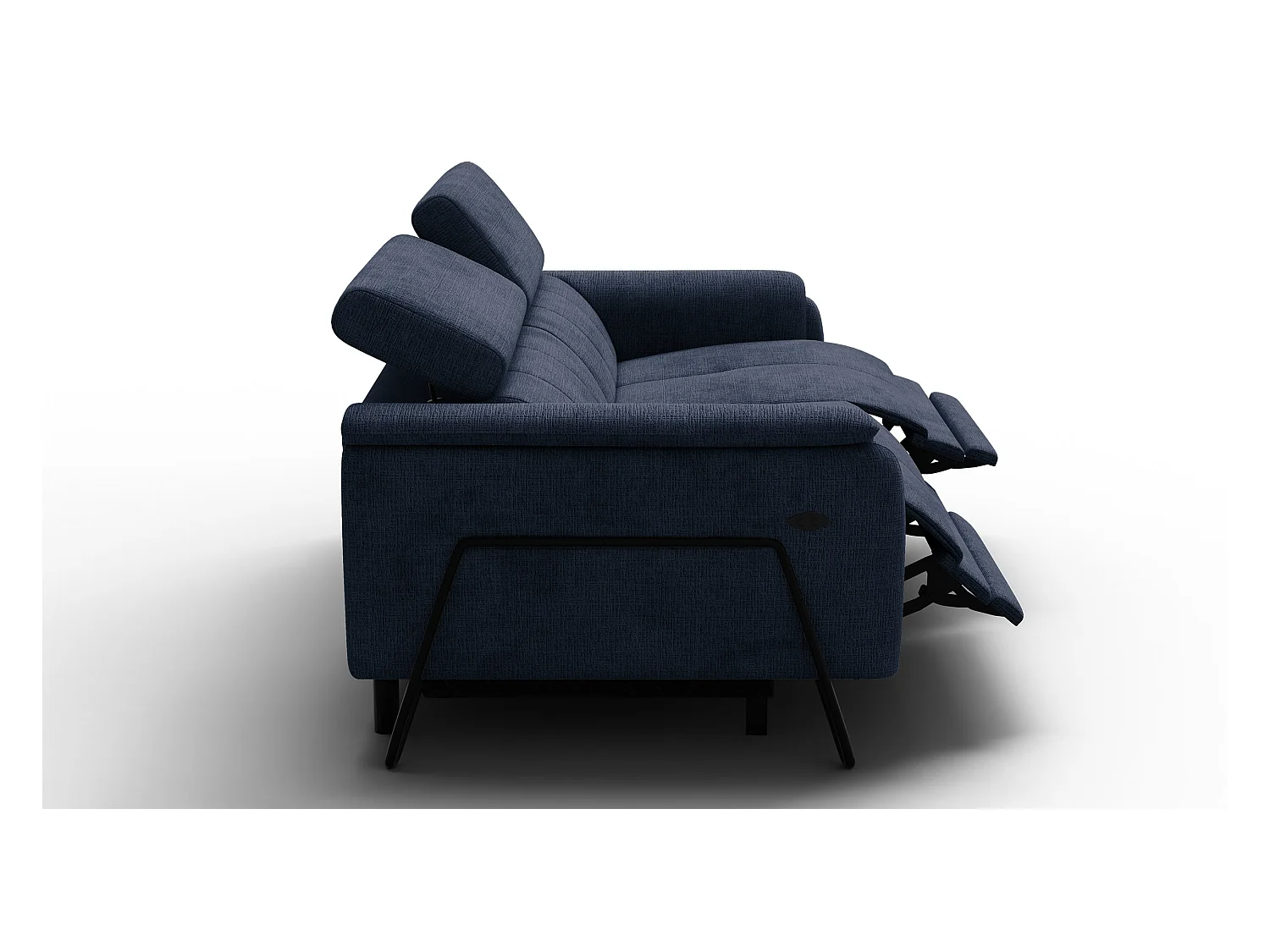 Canapé RODEN 3 places avec 2 Relax, tissu bleu marine