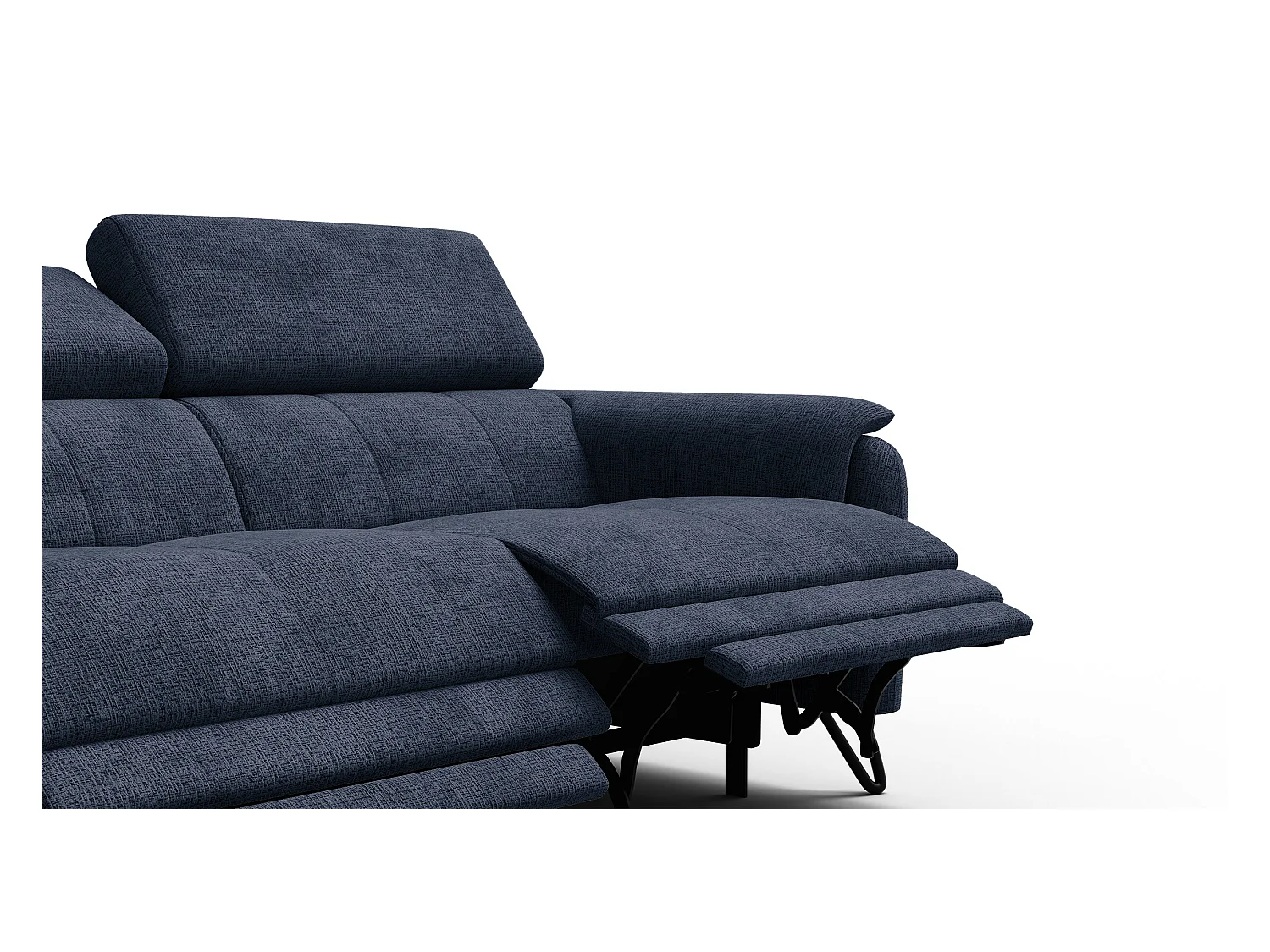 Canapé RODEN 3 places avec 2 Relax, tissu bleu marine