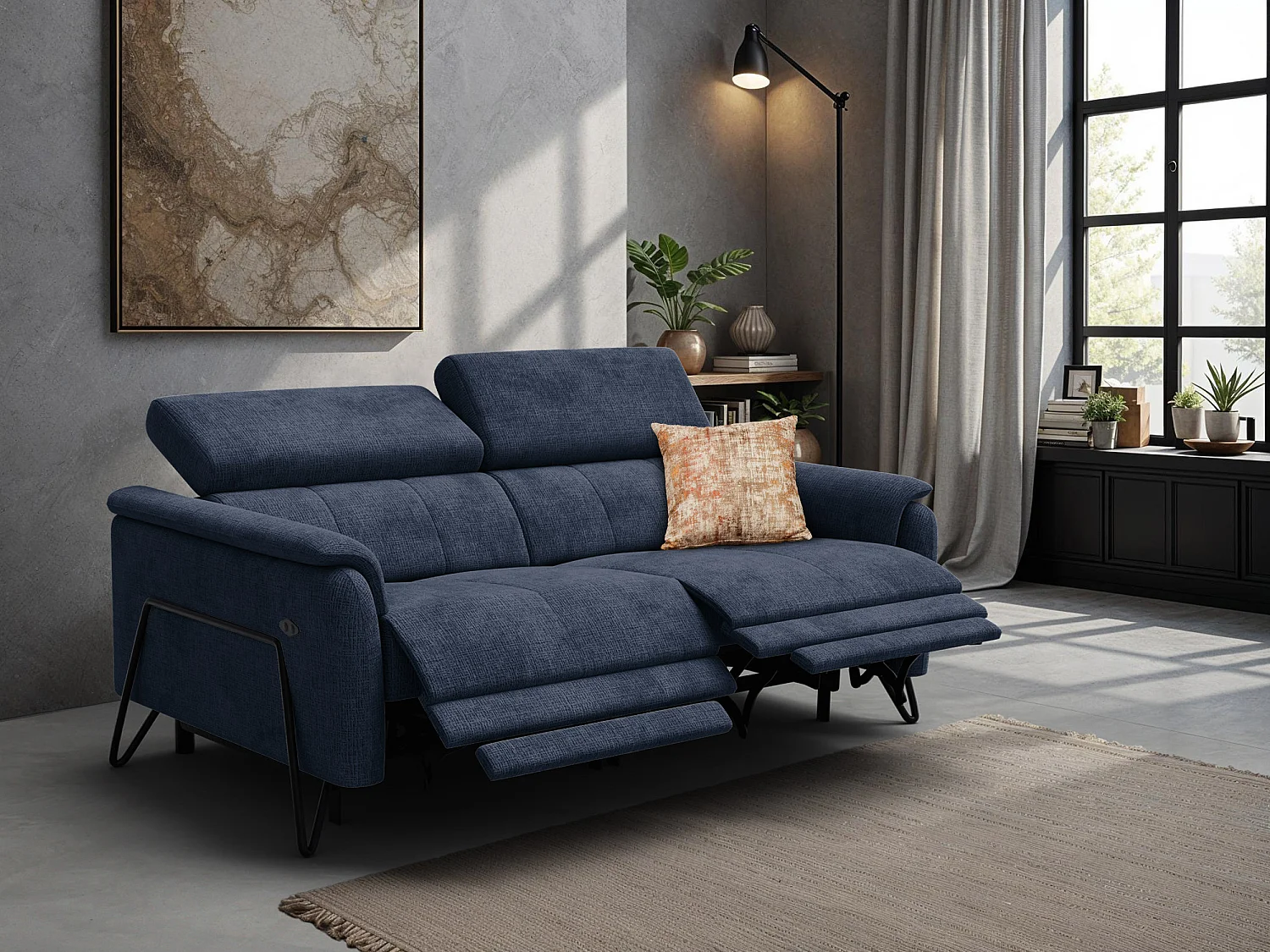 Relaxsofa 3-Sitzer RODEN, marineblau