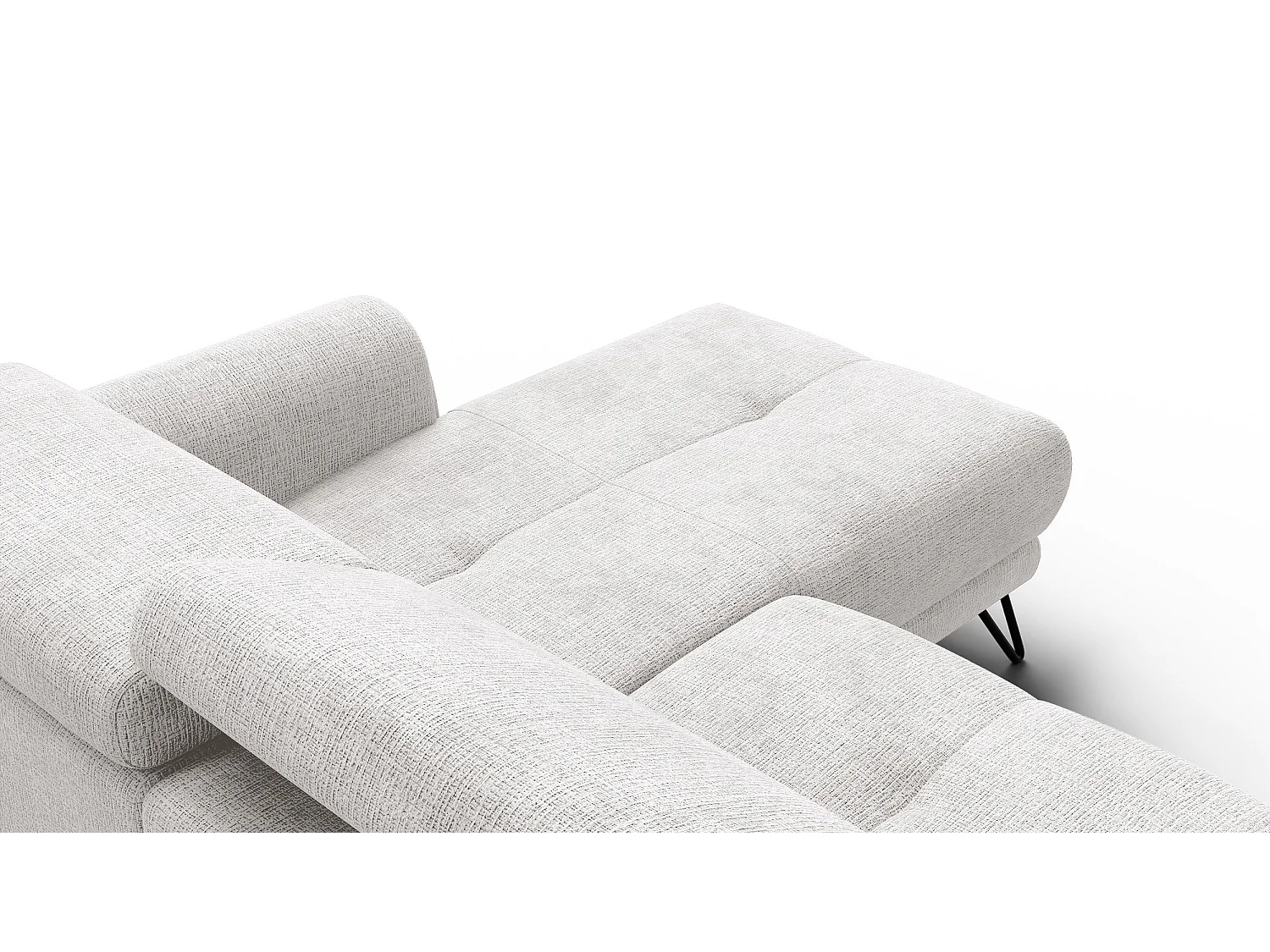 Canapé d'angle 4 places RODEN avec Relax, tissu crème