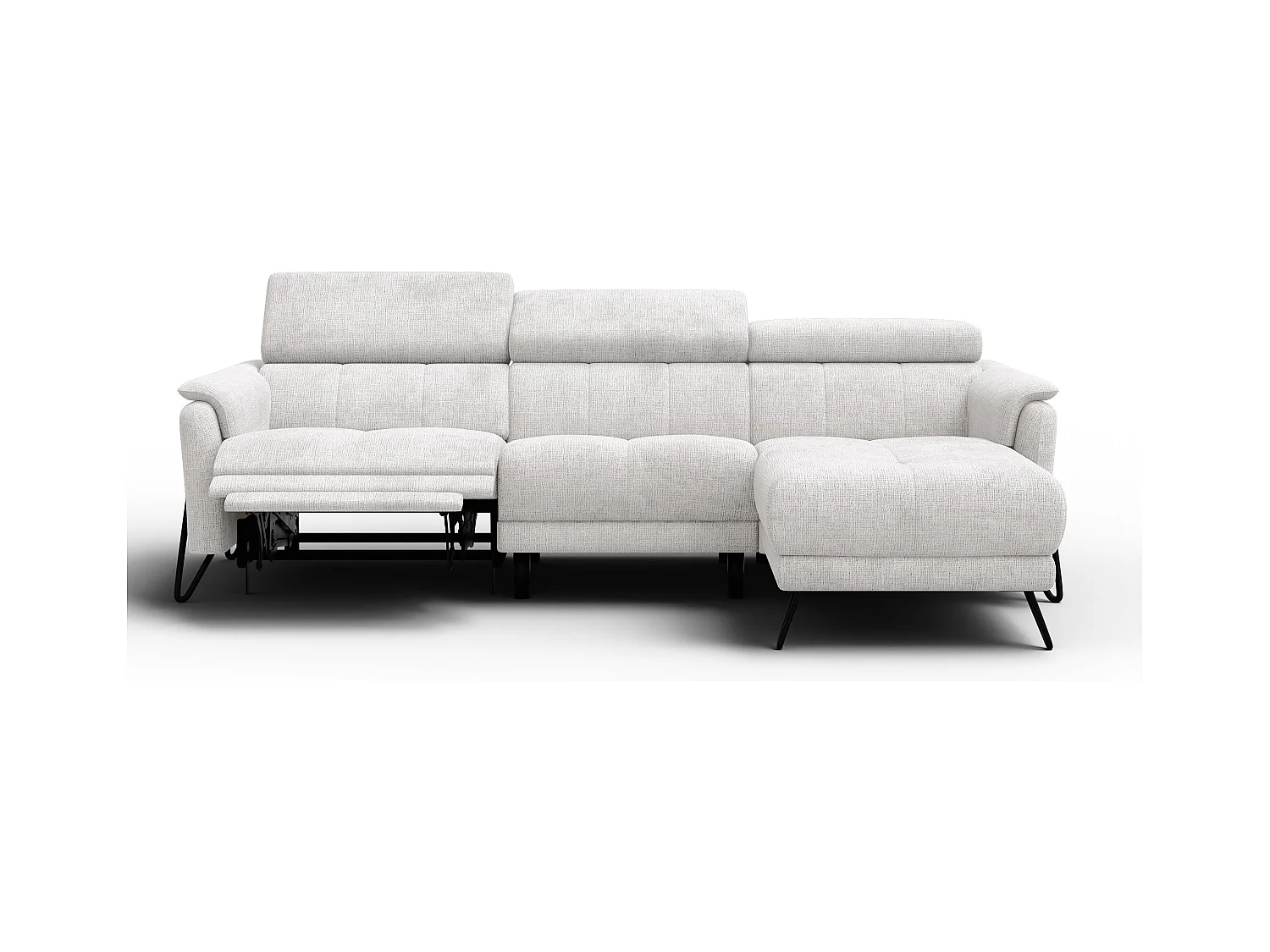Canapé d'angle 4 places RODEN avec Relax, tissu crème