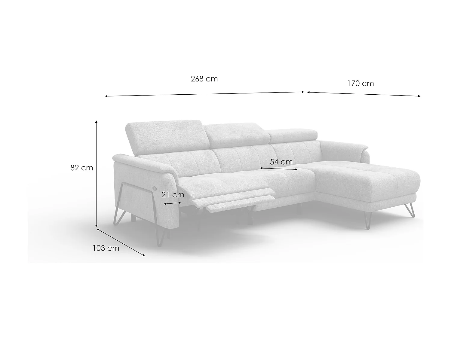Ecksofa 4-Sitzer mit Relax RODEN, creme