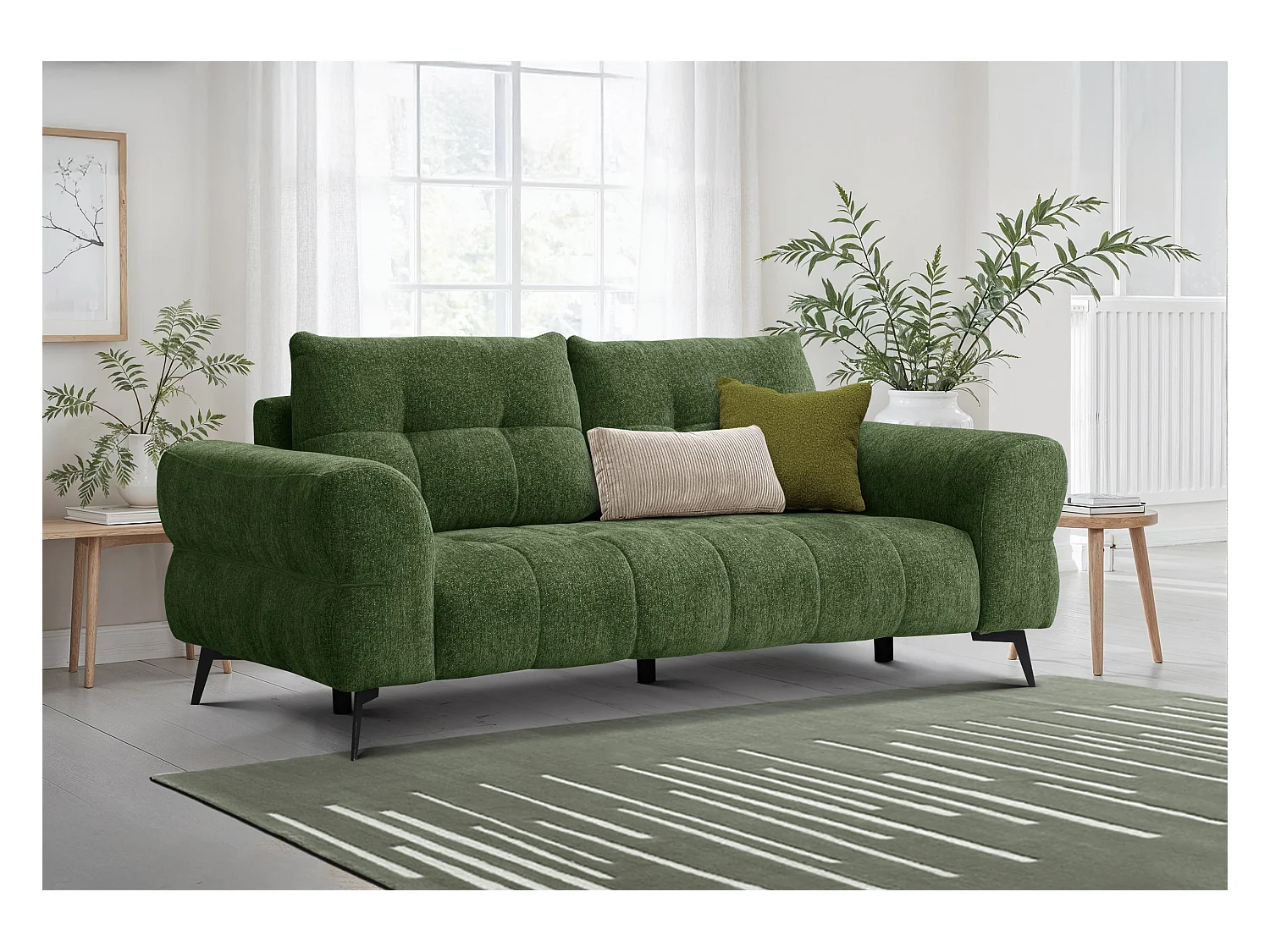 Canapé 3 places SALVINI, tissu vert