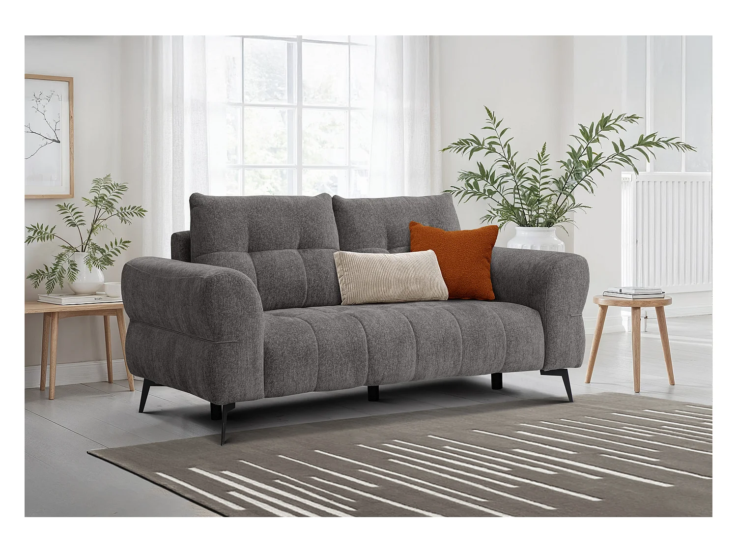 Canapé 2,5 places SALVINI, tissu gris foncé