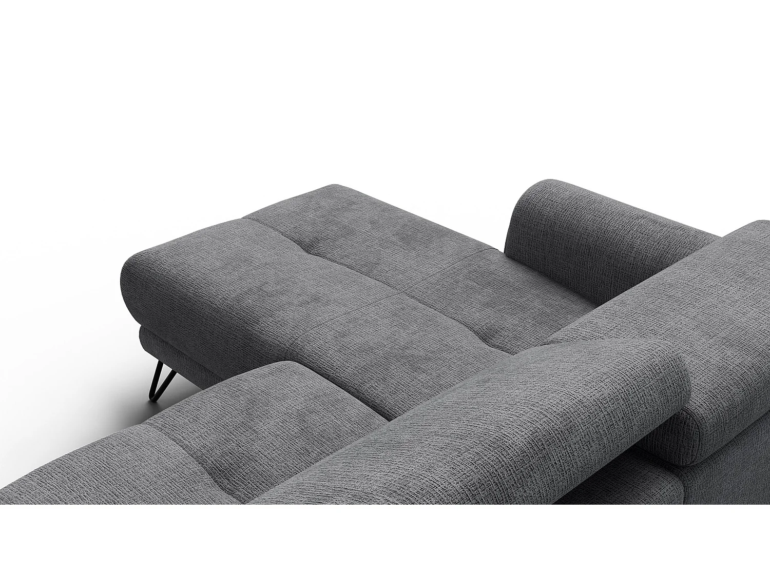 Canapé d'angle 4 places RODEN avec Relax, tissu gris foncé