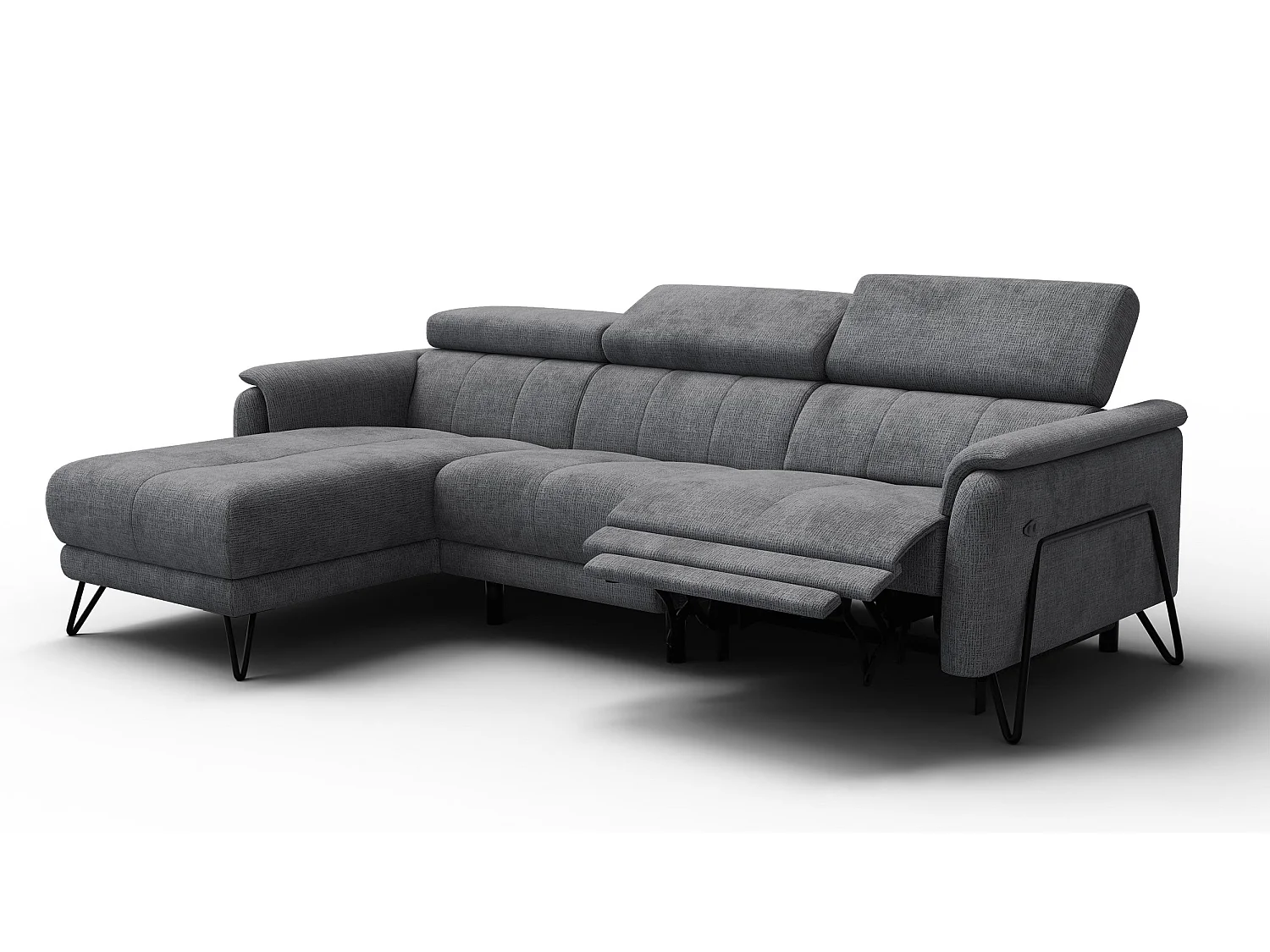 Ecksofa 4-Sitzer mit Relax RODEN, dunkelgrau