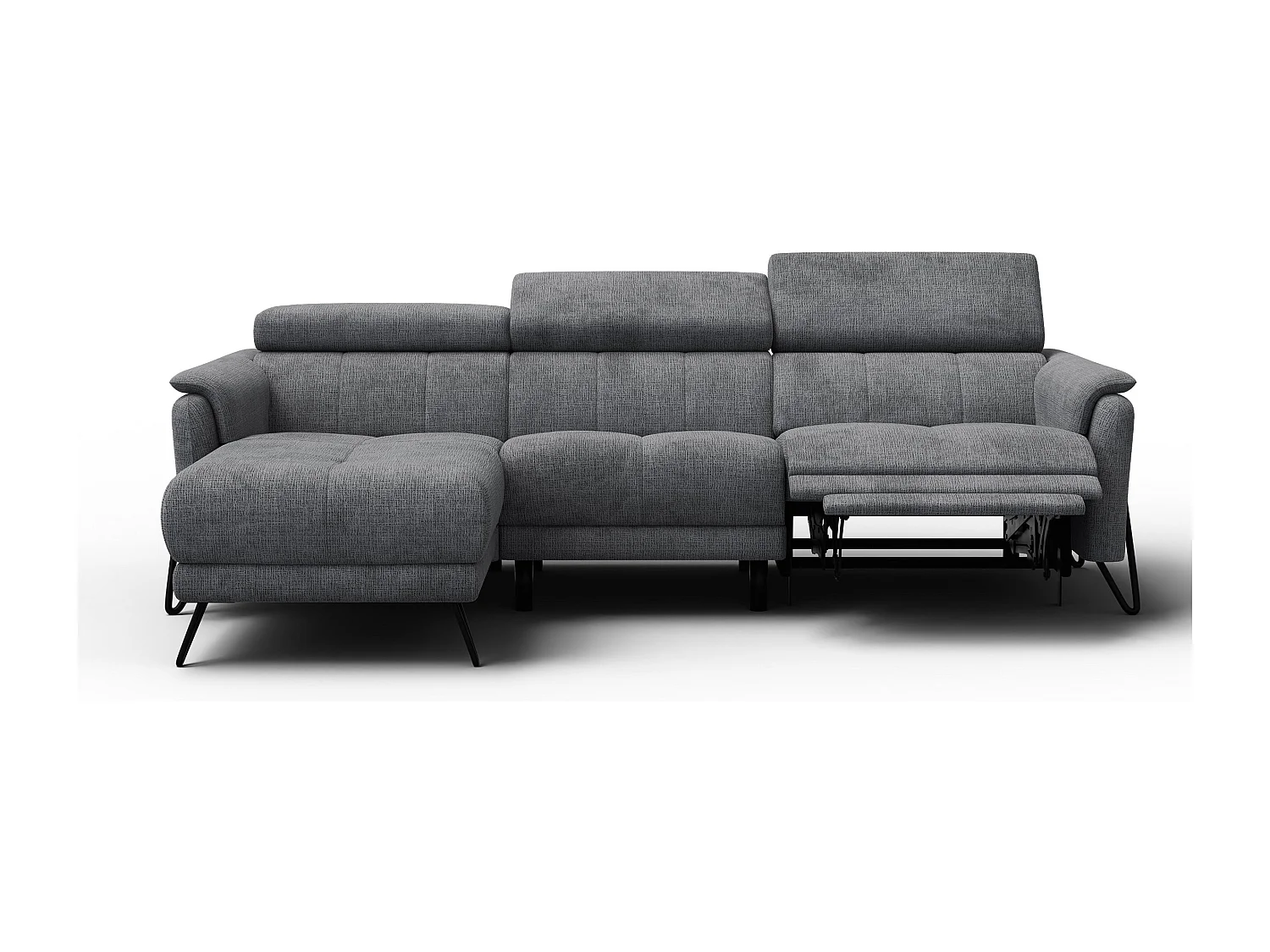 Ecksofa 4-Sitzer mit Relax RODEN, dunkelgrau