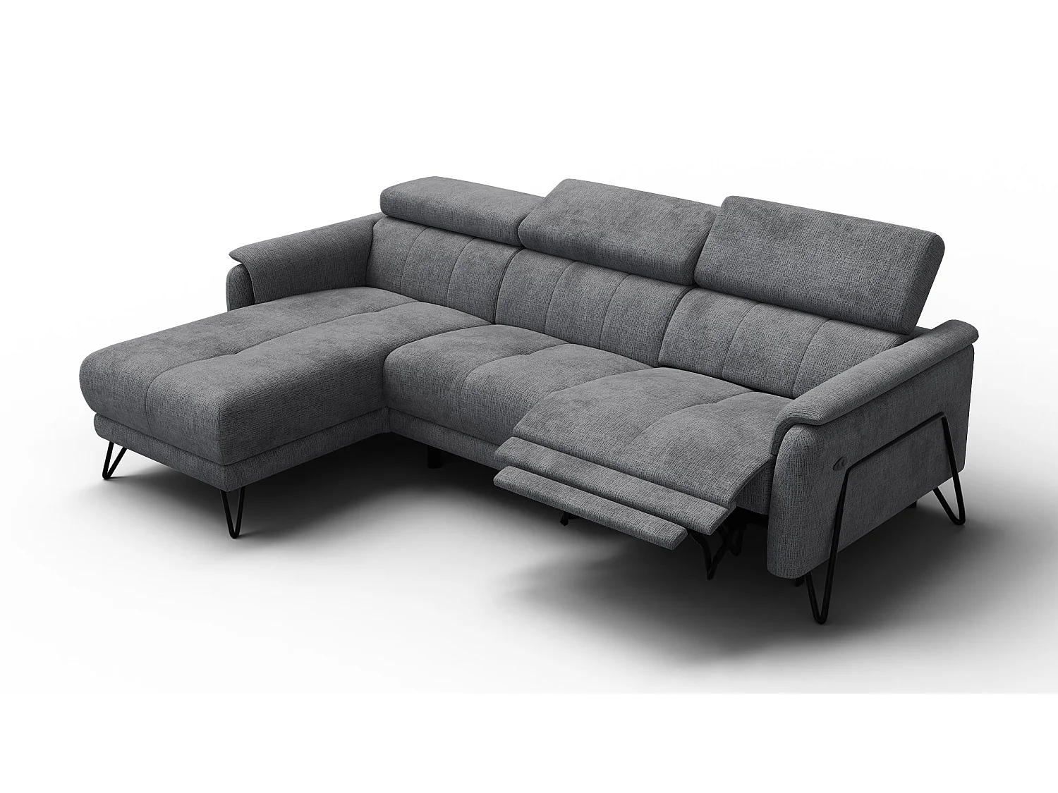 Ecksofa 4-Sitzer mit Relax RODEN, dunkelgrau