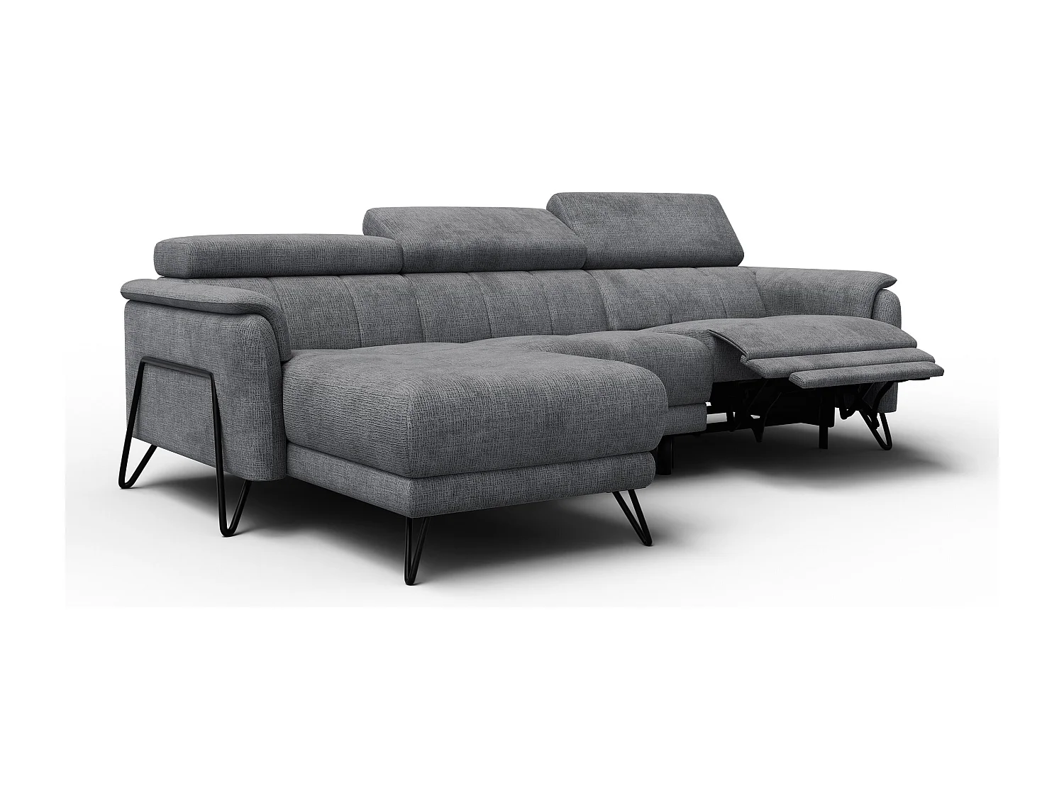 Ecksofa 4-Sitzer mit Relax RODEN, dunkelgrau