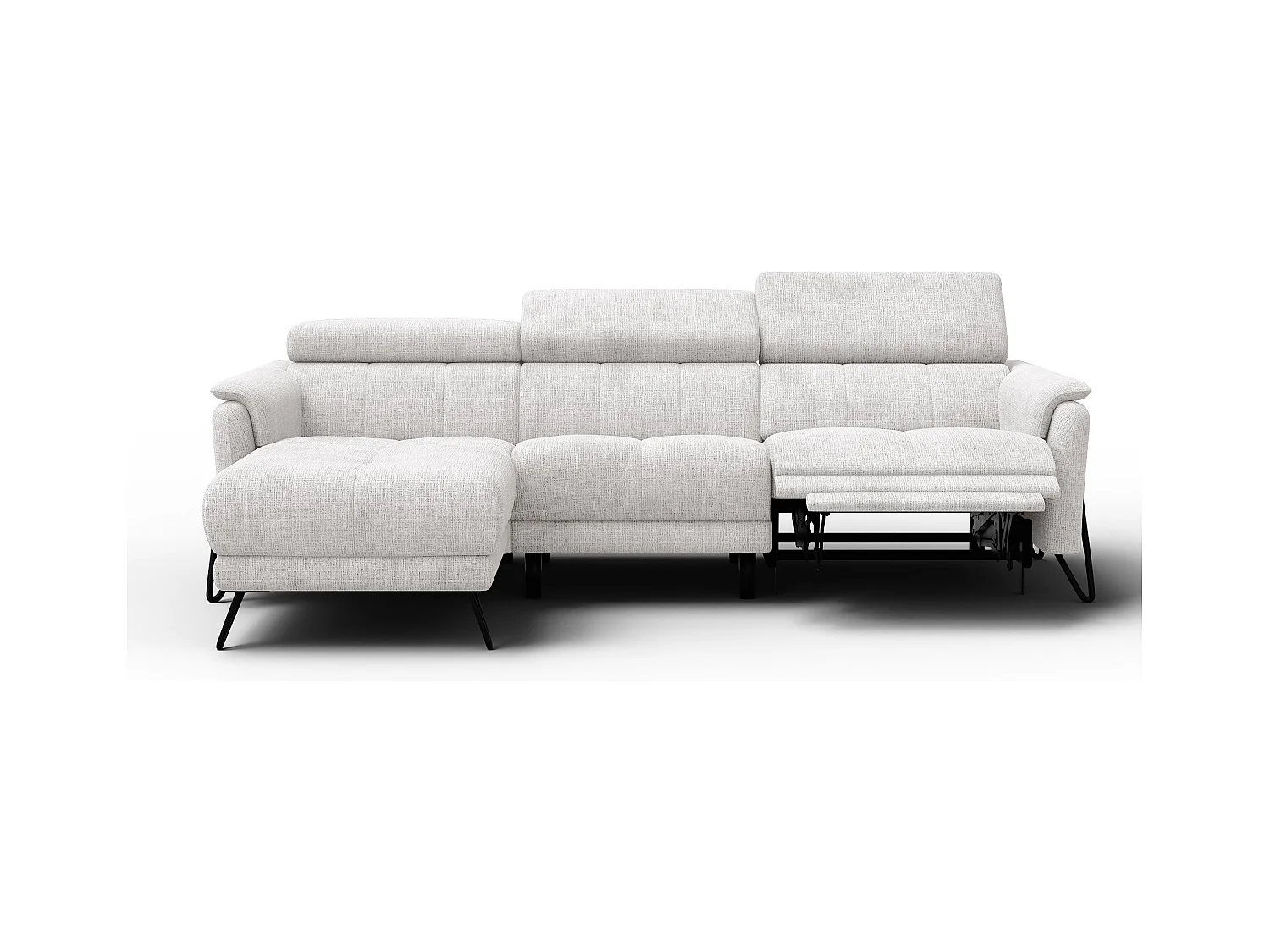 Canapé d'angle 4 places RODEN avec Relax, tissu crème