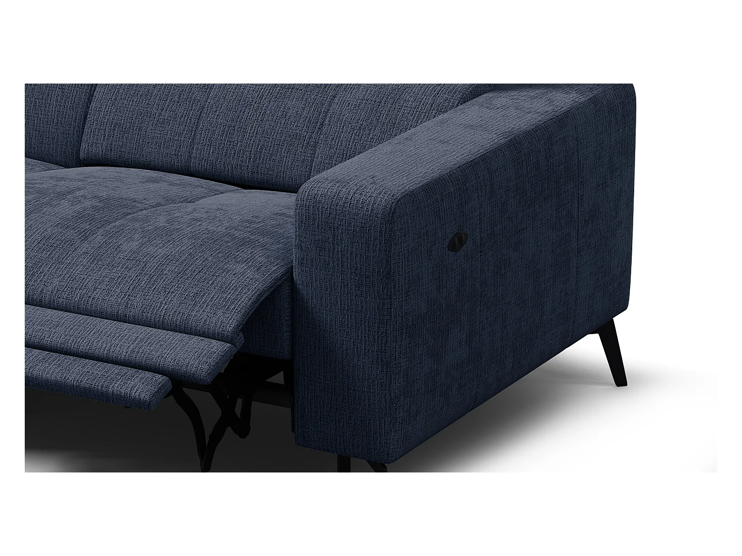 Canapé d'angle 4 places MORELLO avec 1 x Relax Zero Gravity, tissu bleu marine