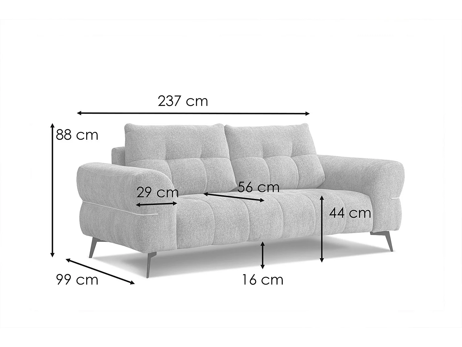 Sofa 3-Sitzer SALVINI, ecru