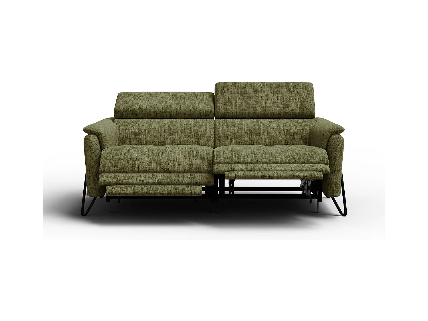 Canapé RODEN 3 places avec 2 Relax, tissu olive