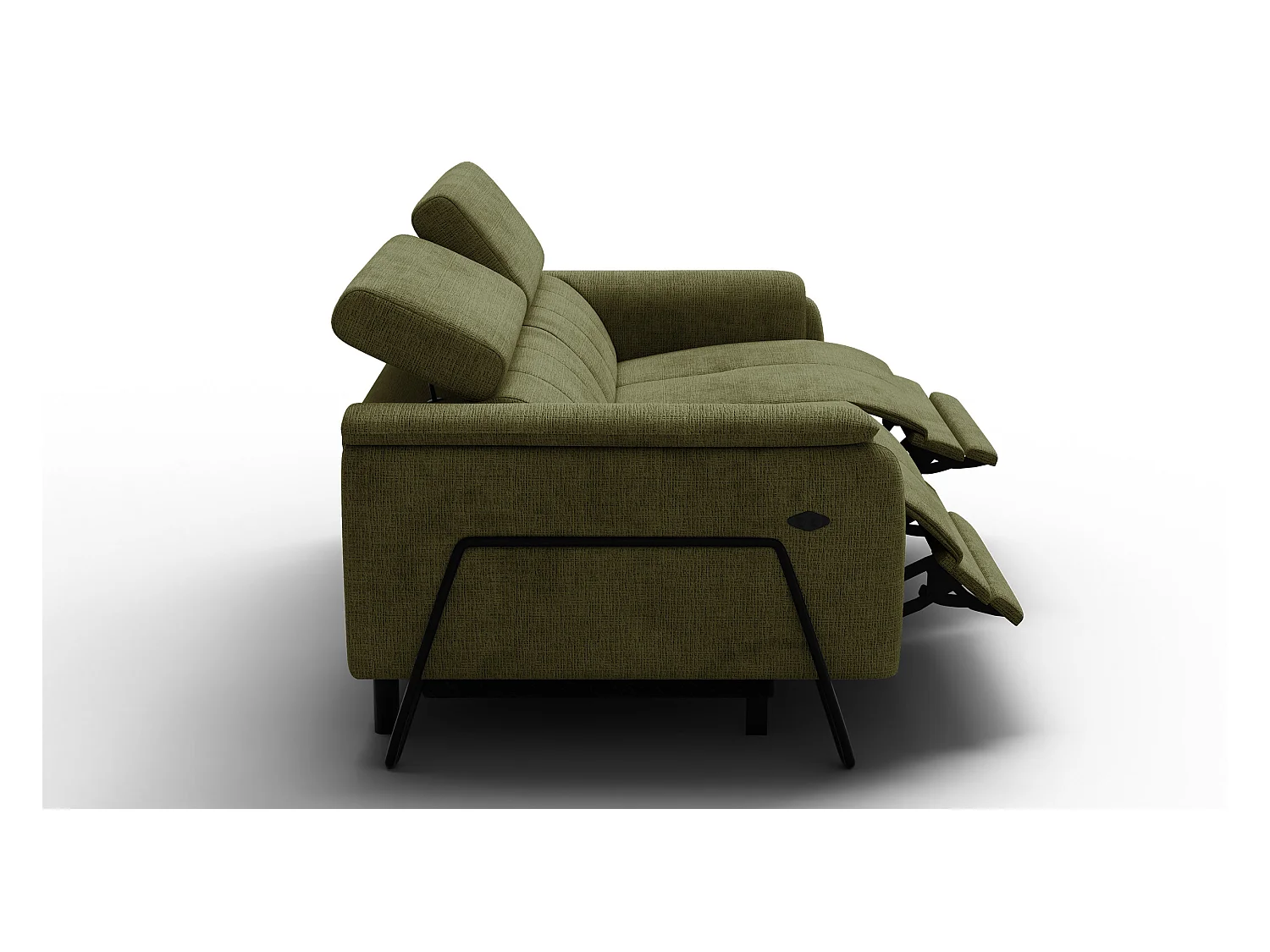 Canapé RODEN 3 places avec 2 Relax, tissu olive