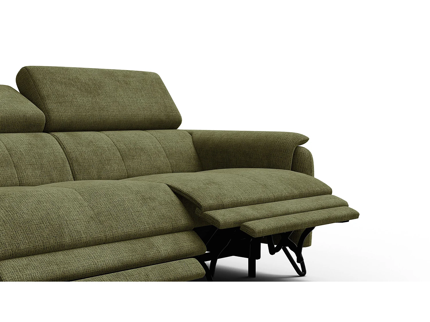 Canapé RODEN 3 places avec 2 Relax, tissu olive