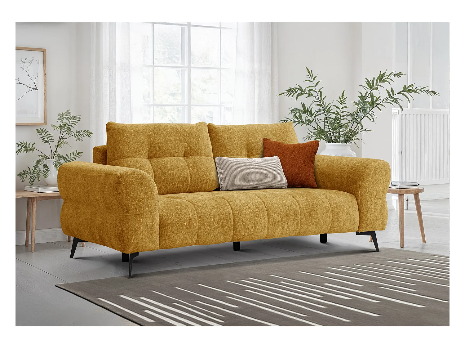 Canapé 3 places SALVINI, tissu miel