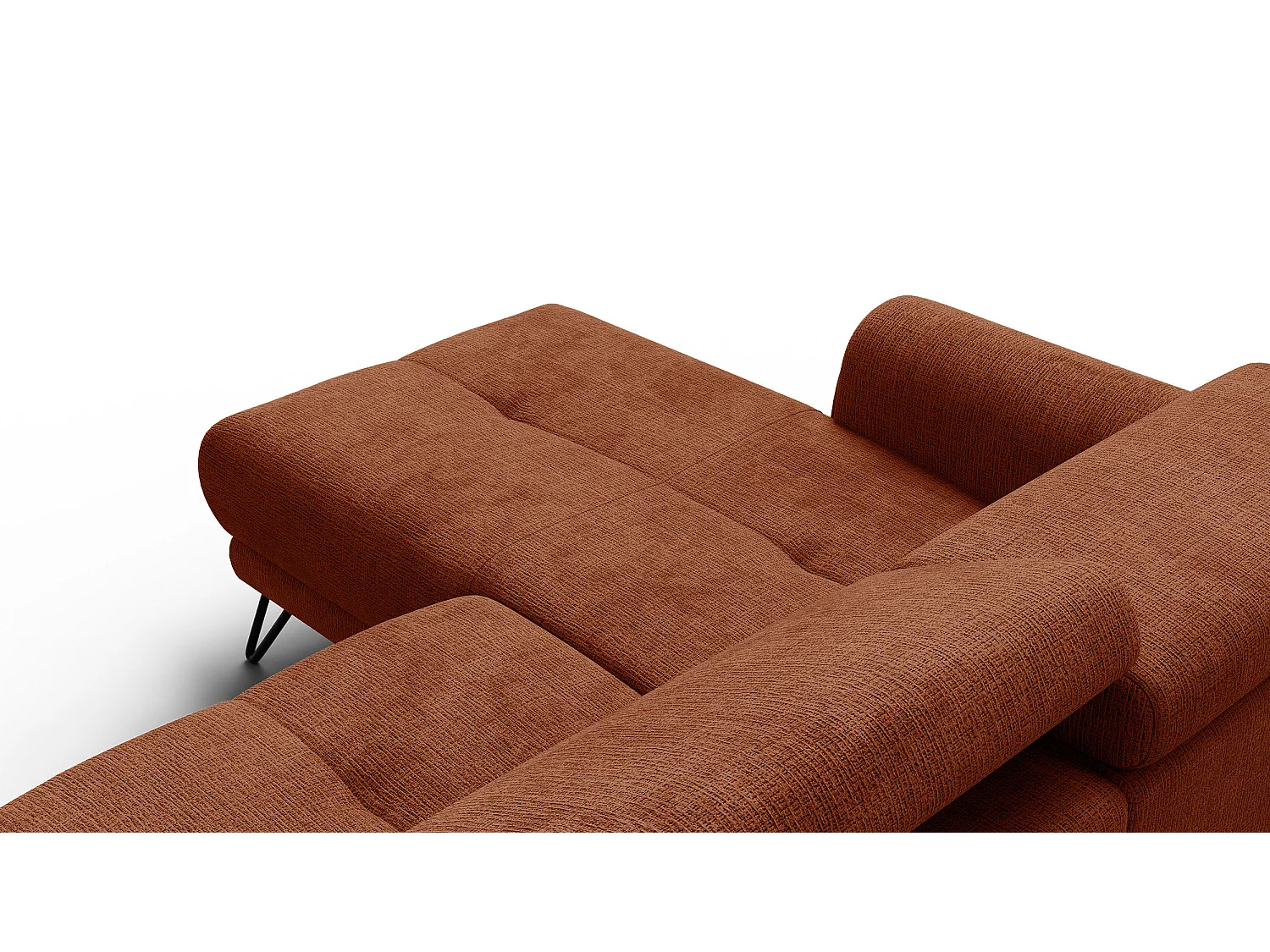 Canapé d'angle 4 places RODEN avec Relax, tissu orange foncé