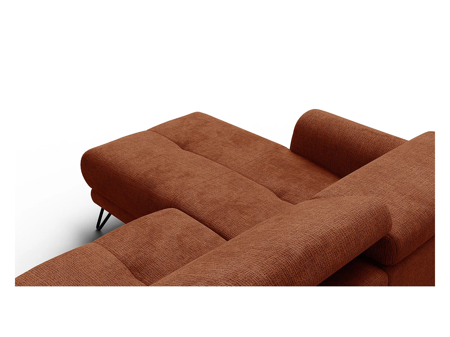 Canapé d'angle 4 places RODEN avec Relax, tissu orange foncé