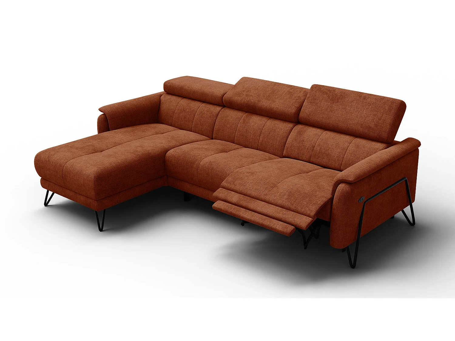 Ecksofa 4-Sitzer mit Relax RODEN, rostrot