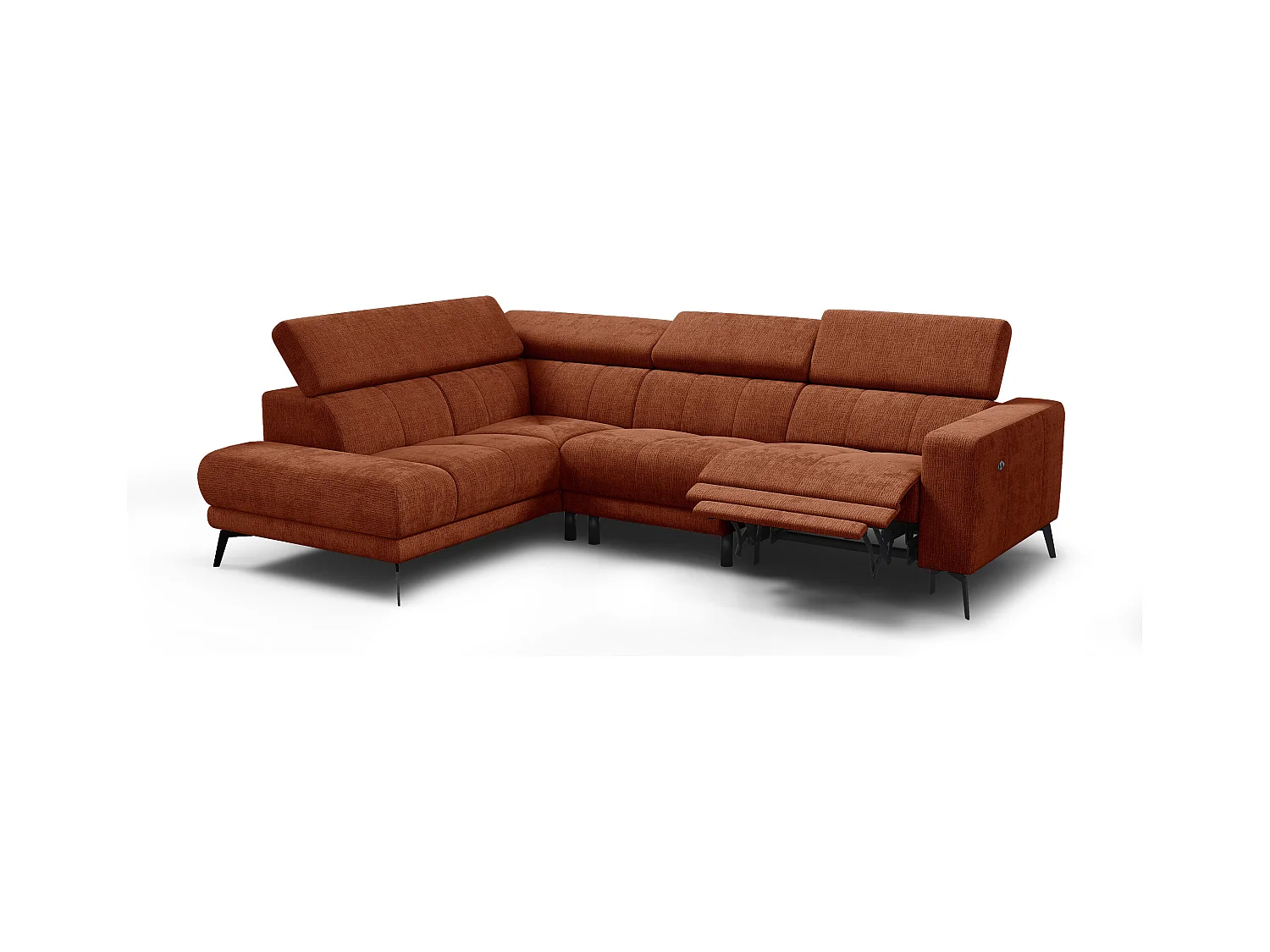 Canapé d'angle 5 places MORELLO avec 1 x Relax Zero Gravity, tissu orange foncé