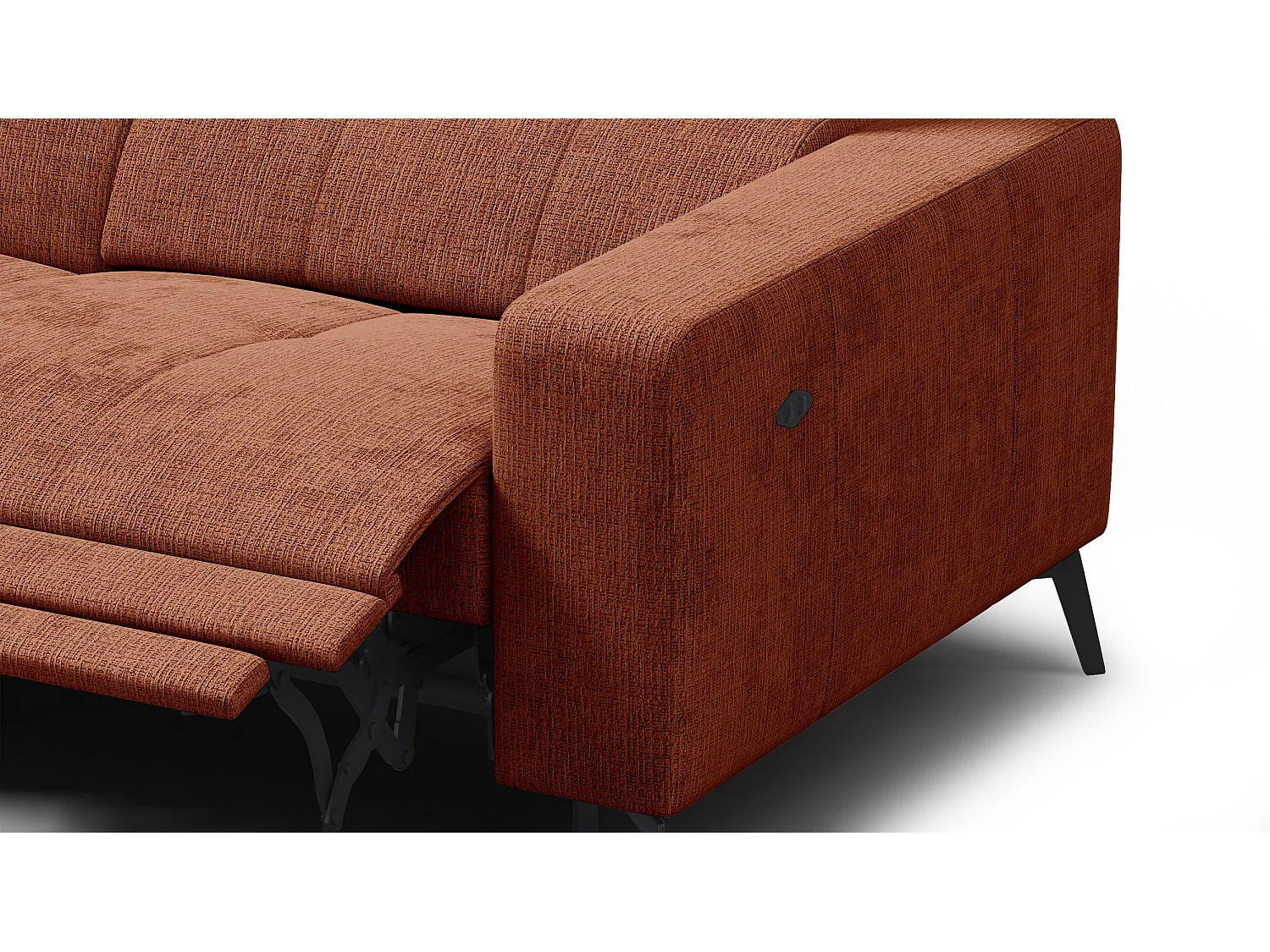 Canapé d'angle 5 places MORELLO avec 1 x Relax Zero Gravity, tissu orange foncé