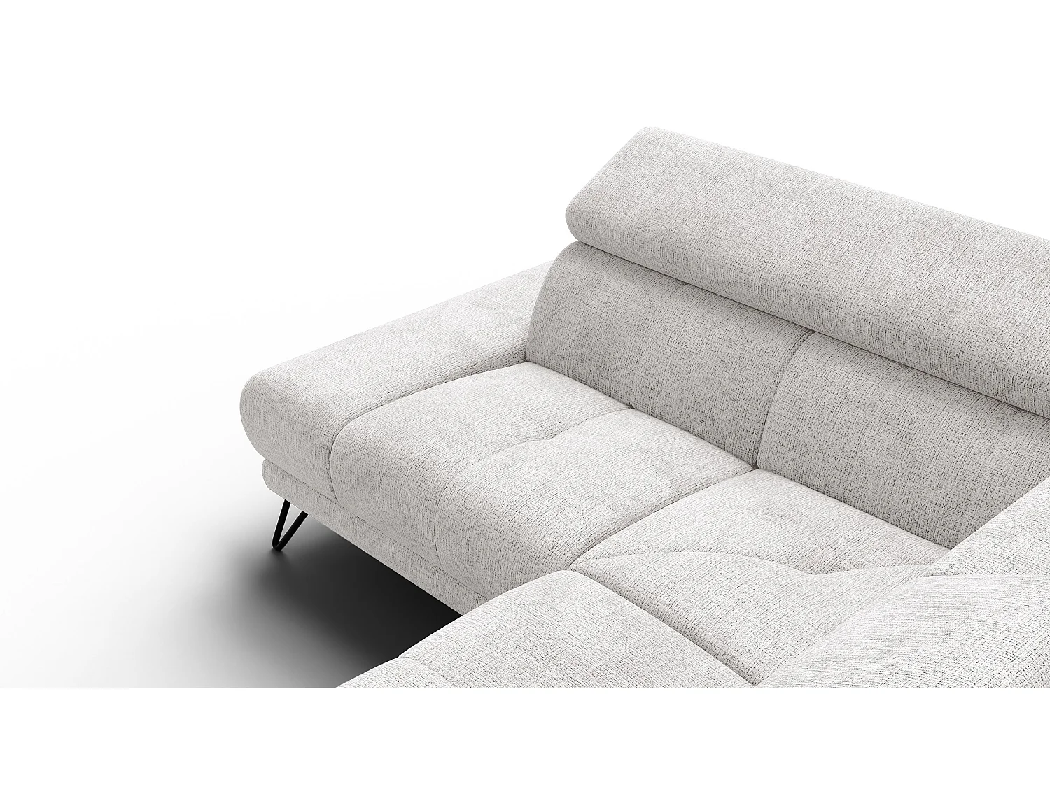 Canapé d'angle 5 places RODEN avec Relax, tissu crème