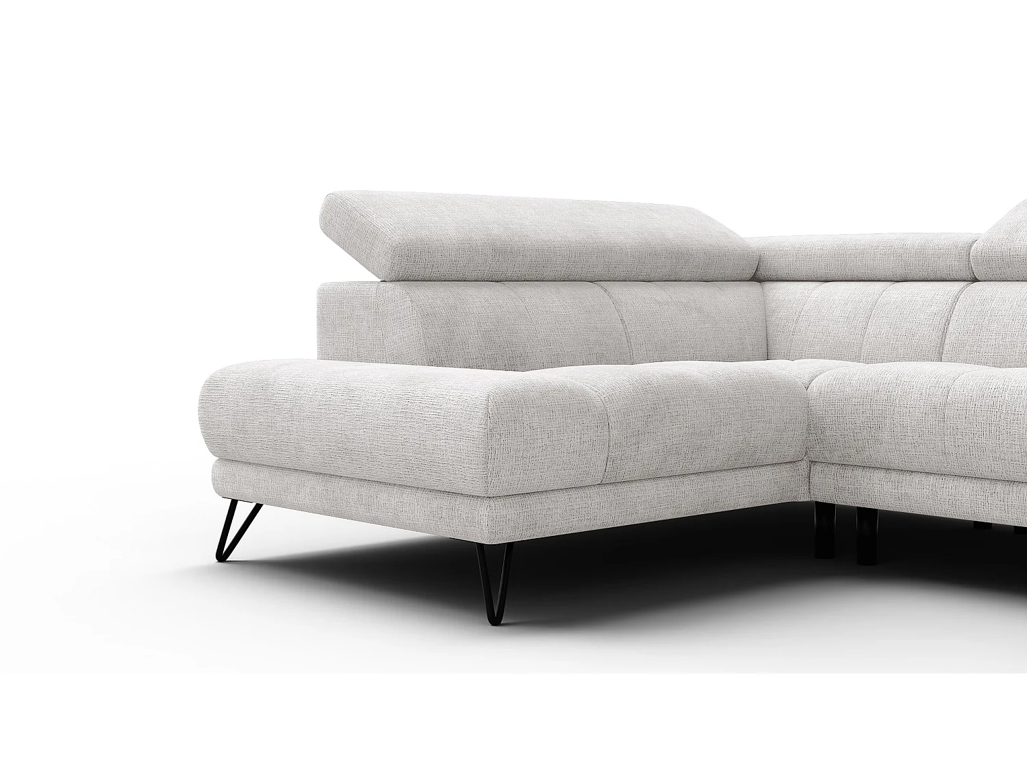 Canapé d'angle 5 places RODEN avec Relax, tissu crème