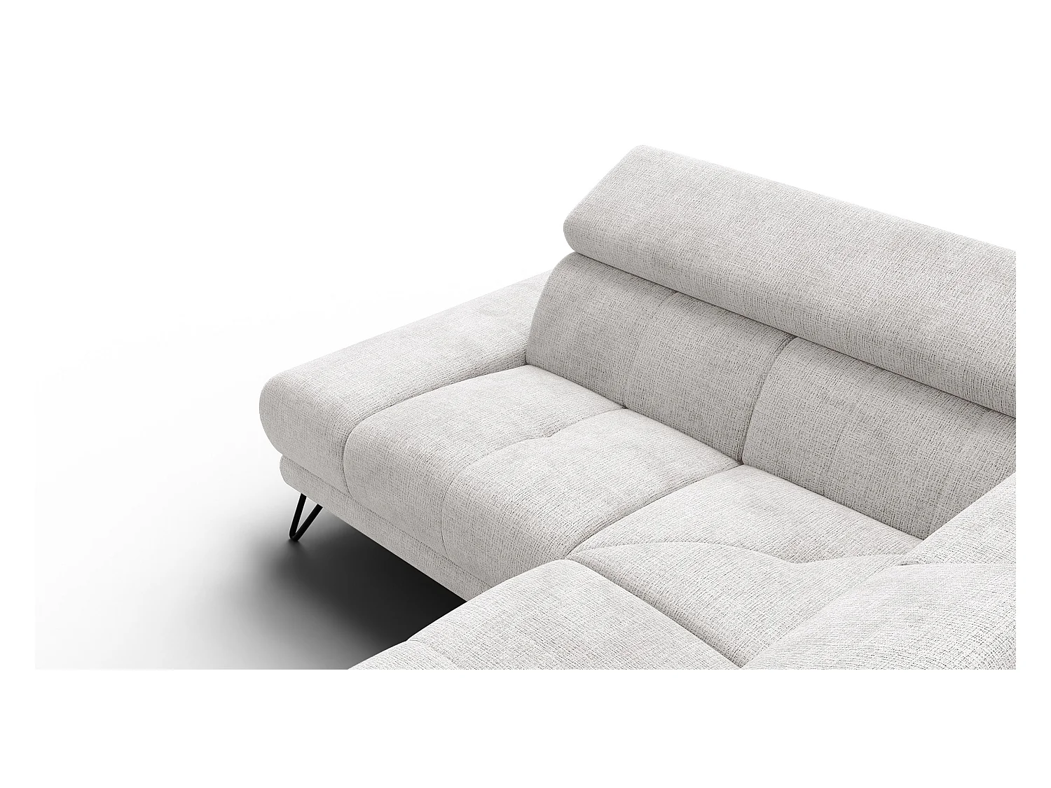 Canapé d'angle 5 places RODEN avec Relax, tissu crème