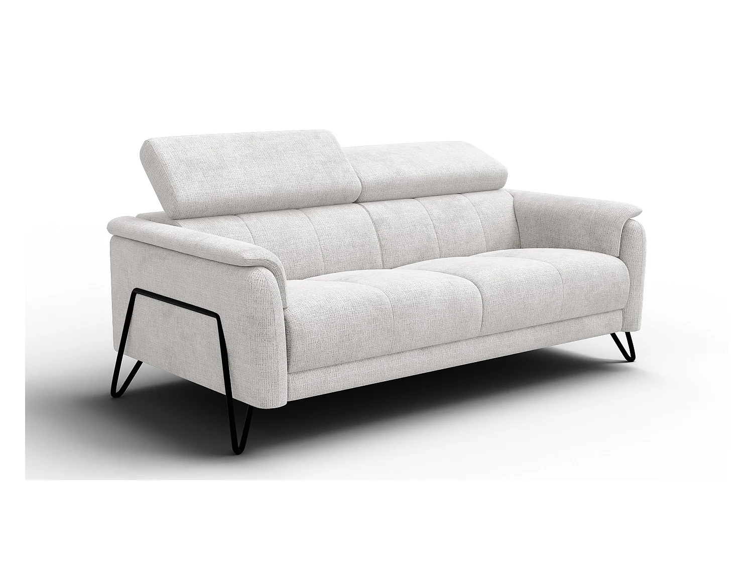 Canapé 3 places RODEN, tissu crème