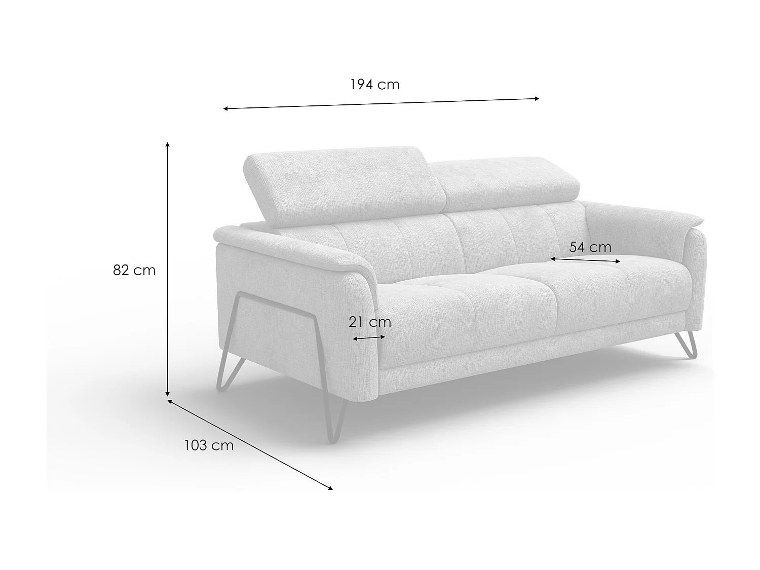 Sofa 3-Sitzer RODEN, creme
