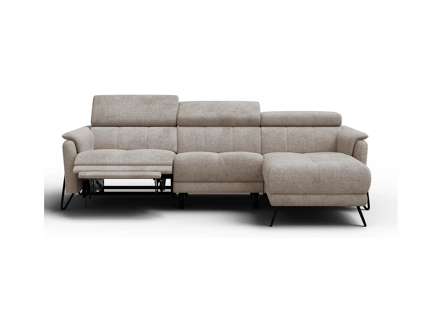 Canapé d'angle 4 places RODEN avec Relax, tissu beige