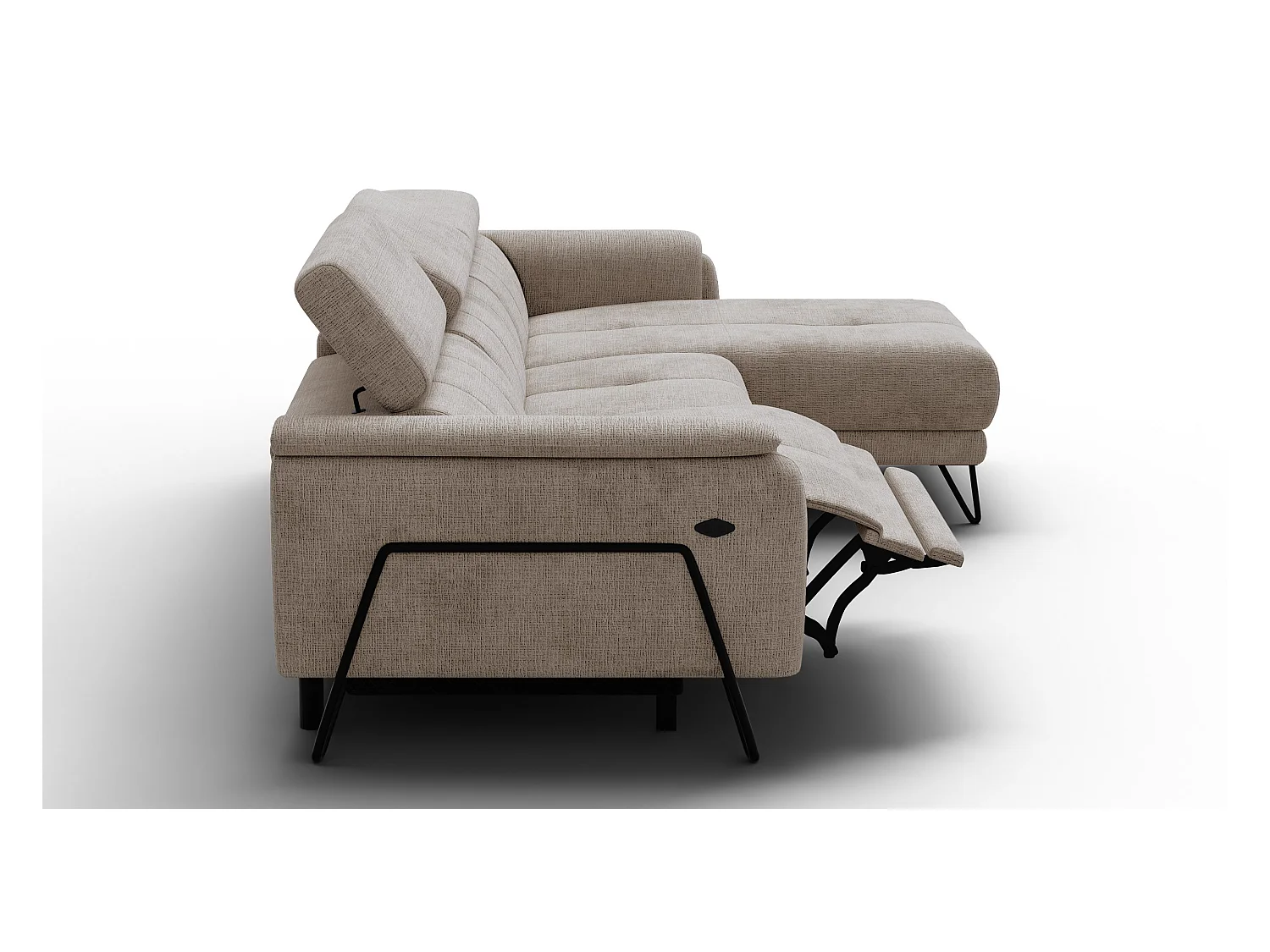 Canapé d'angle 4 places RODEN avec Relax, tissu beige