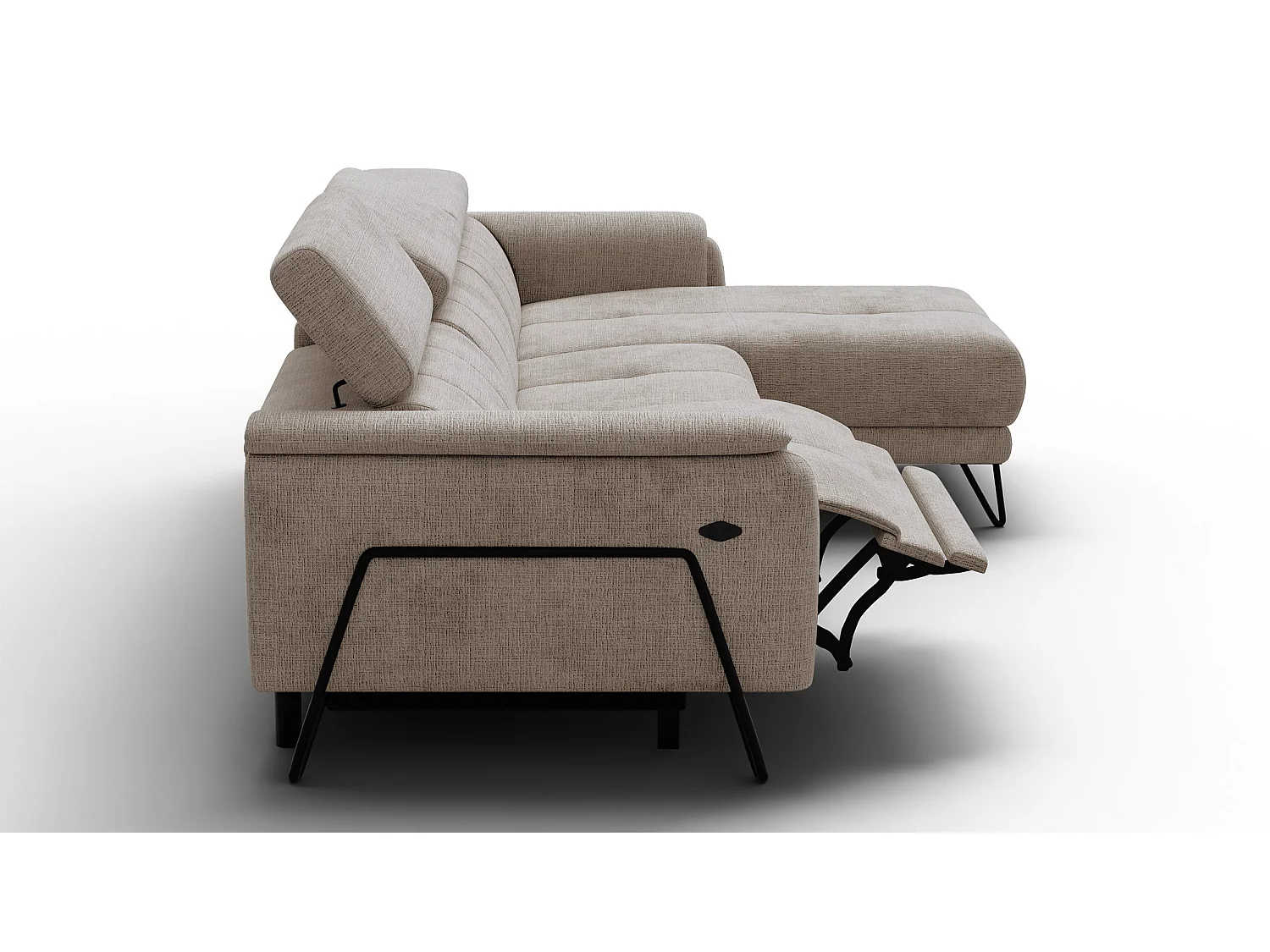 Canapé d'angle 4 places RODEN avec Relax, tissu beige