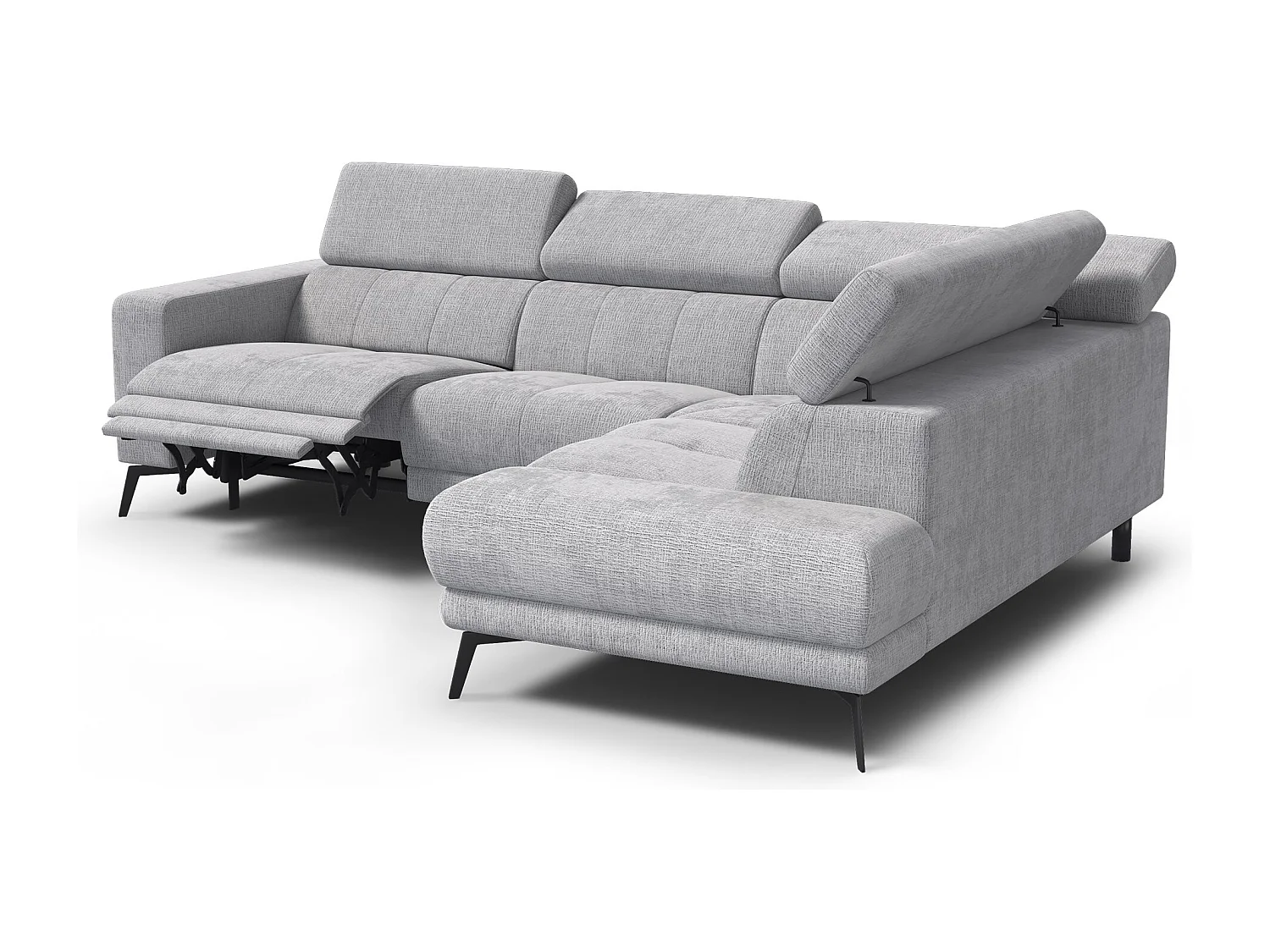 Ecksofa 5-Sitzer MORELLO, hellgrau, 1 x Relax Zero Gravity