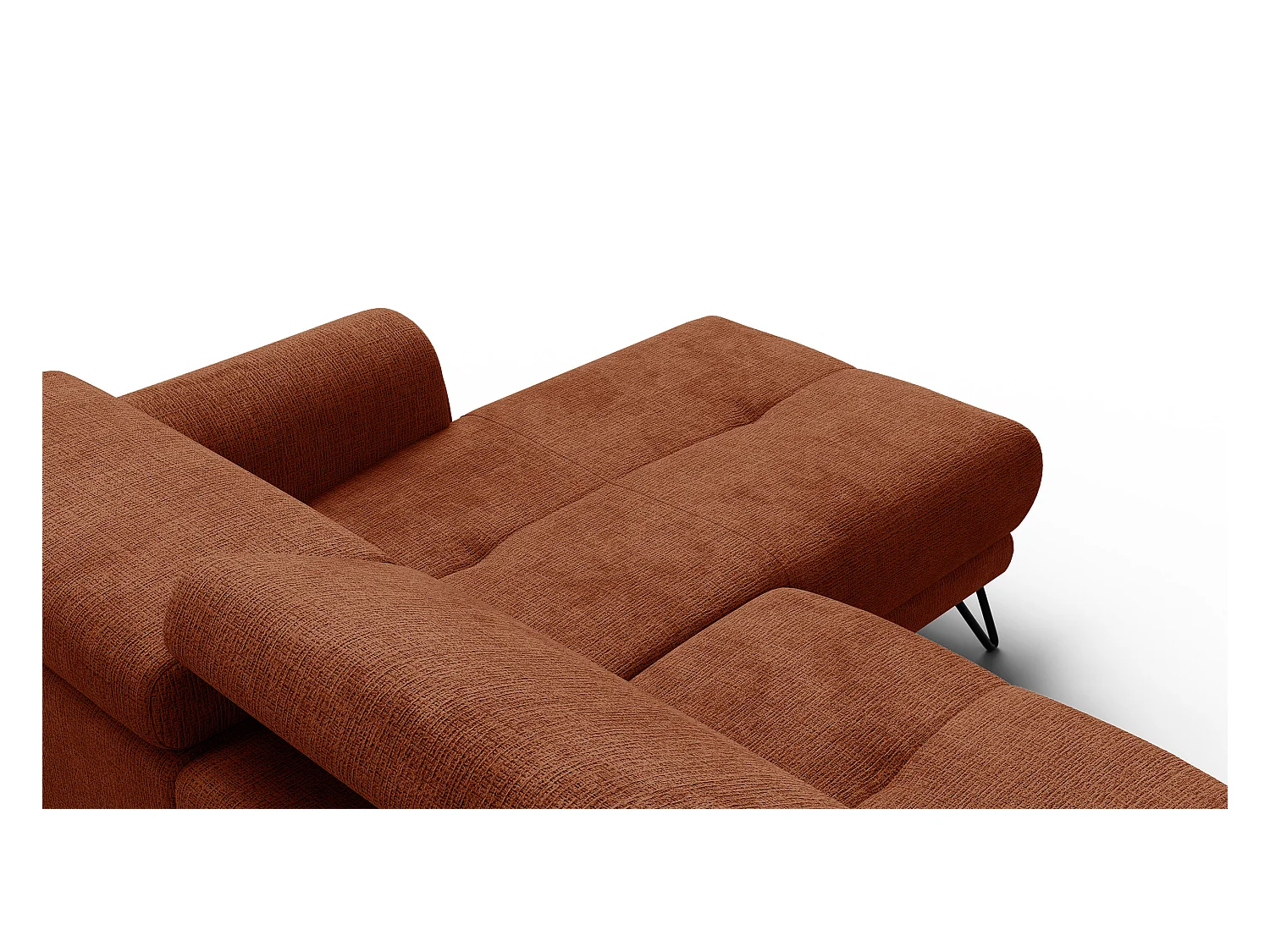 Canapé d'angle 4 places RODEN avec Relax, tissu orange foncé