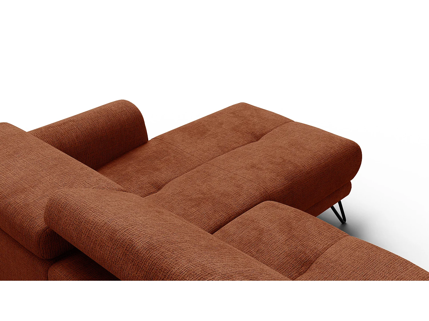 Canapé d'angle 4 places RODEN avec Relax, tissu orange foncé