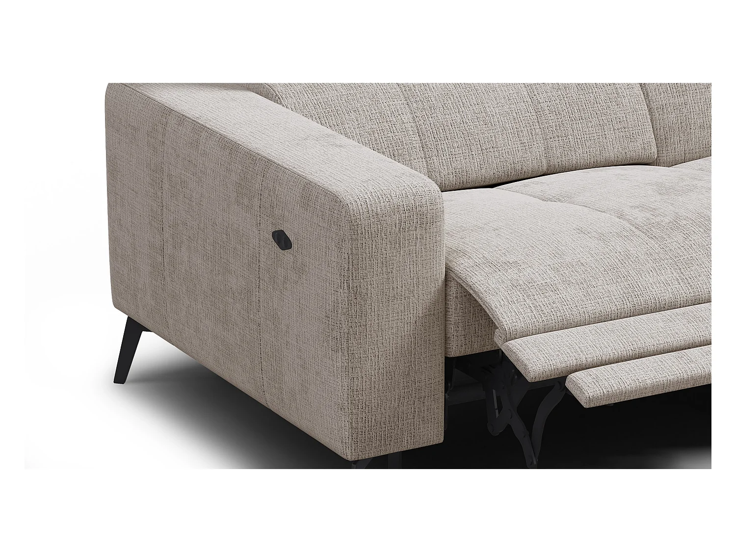 Canapé d'angle 5 places MORELLO avec 1 x Relax Zero Gravity, tissu beige