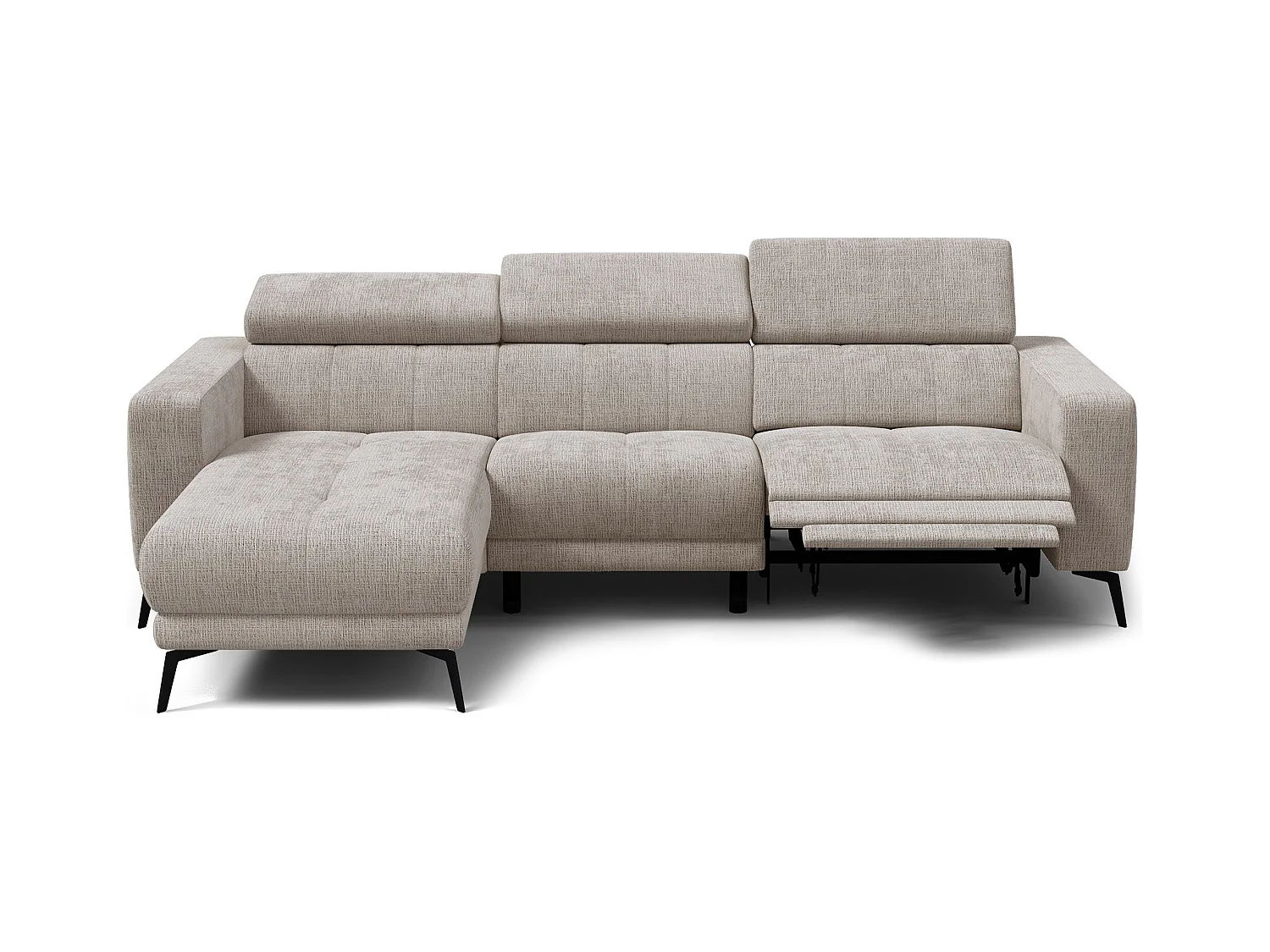 Canapé d'angle 4 places MORELLO avec 1 x Relax Zero Gravity, tissu beige