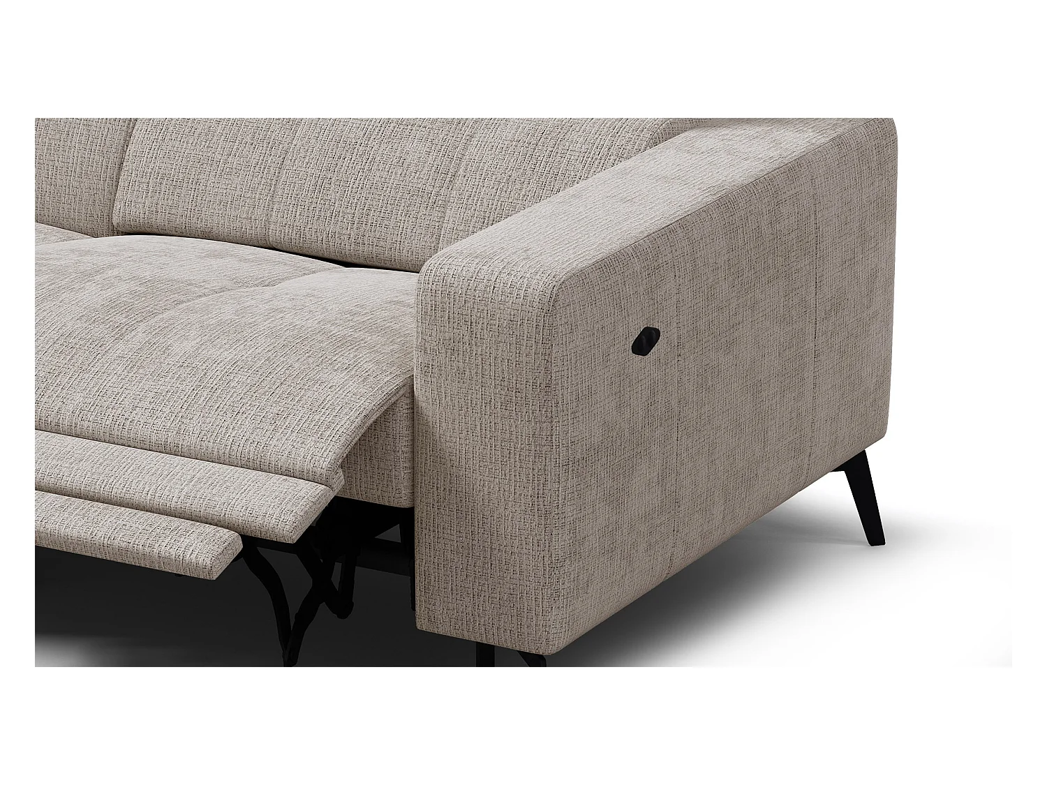 Canapé d'angle 4 places MORELLO avec 1 x Relax Zero Gravity, tissu beige