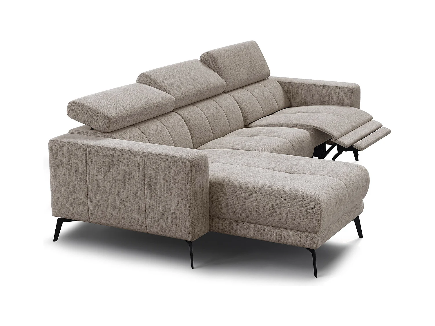 Canapé d'angle 4 places MORELLO avec 1 x Relax Zero Gravity, tissu beige