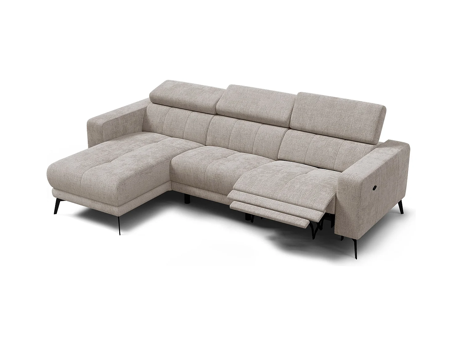 Canapé d'angle 4 places MORELLO avec 1 x Relax Zero Gravity, tissu beige