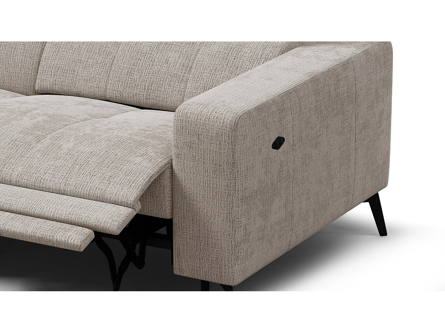 Canapé d'angle 4 places MORELLO avec 1 x Relax Zero Gravity, tissu beige