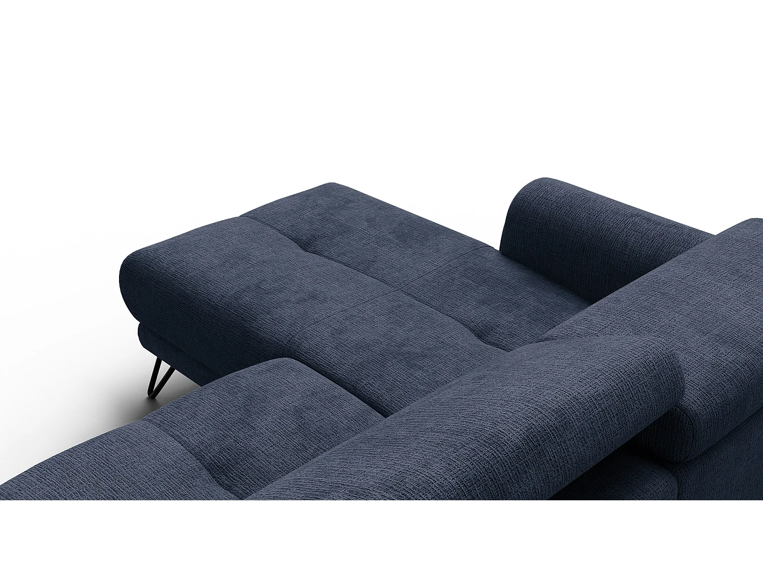 Canapé d'angle 4 places RODEN avec Relax, tissu bleu marine