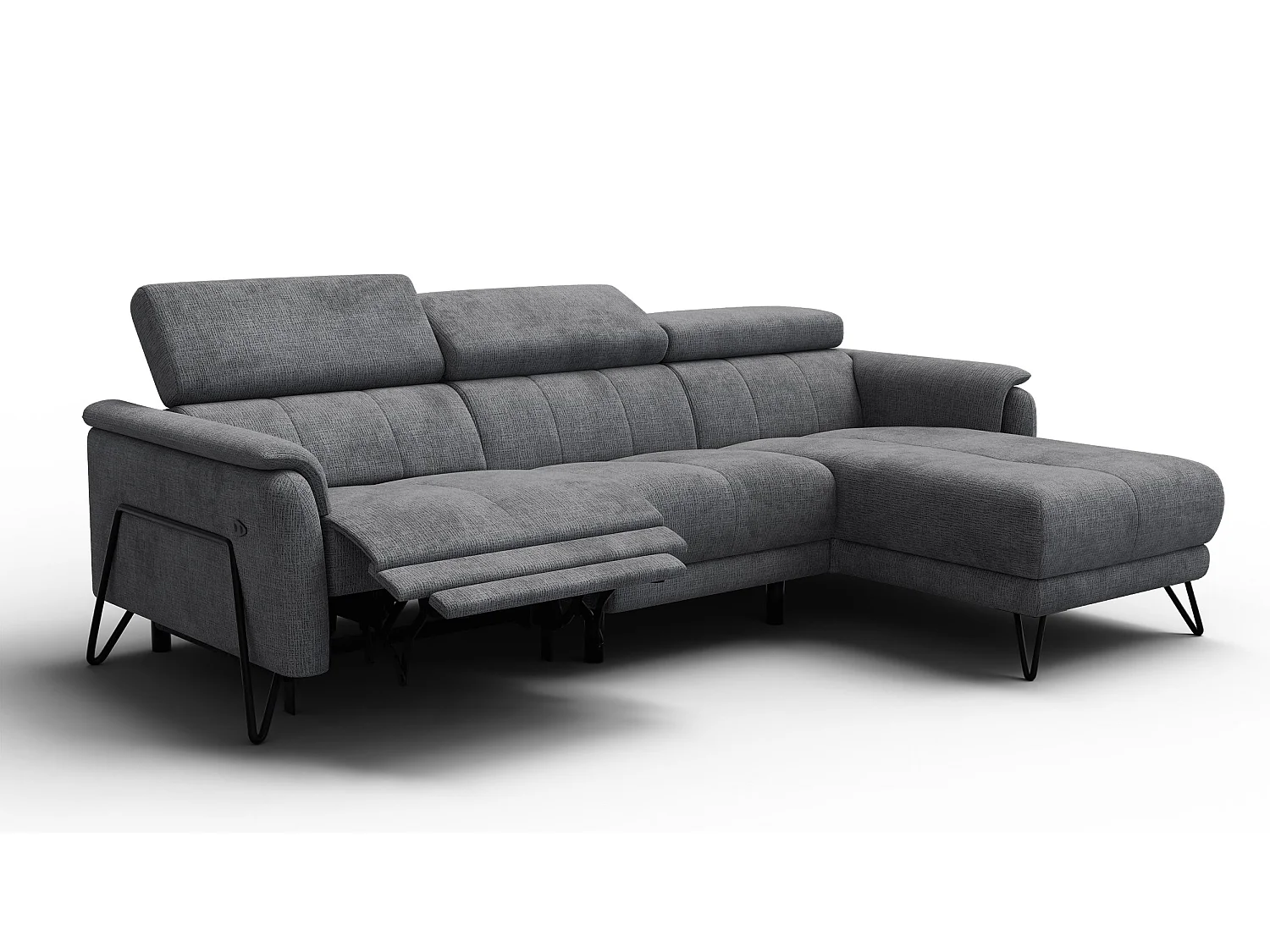 Ecksofa 4-Sitzer mit Relax RODEN, dunkelgrau