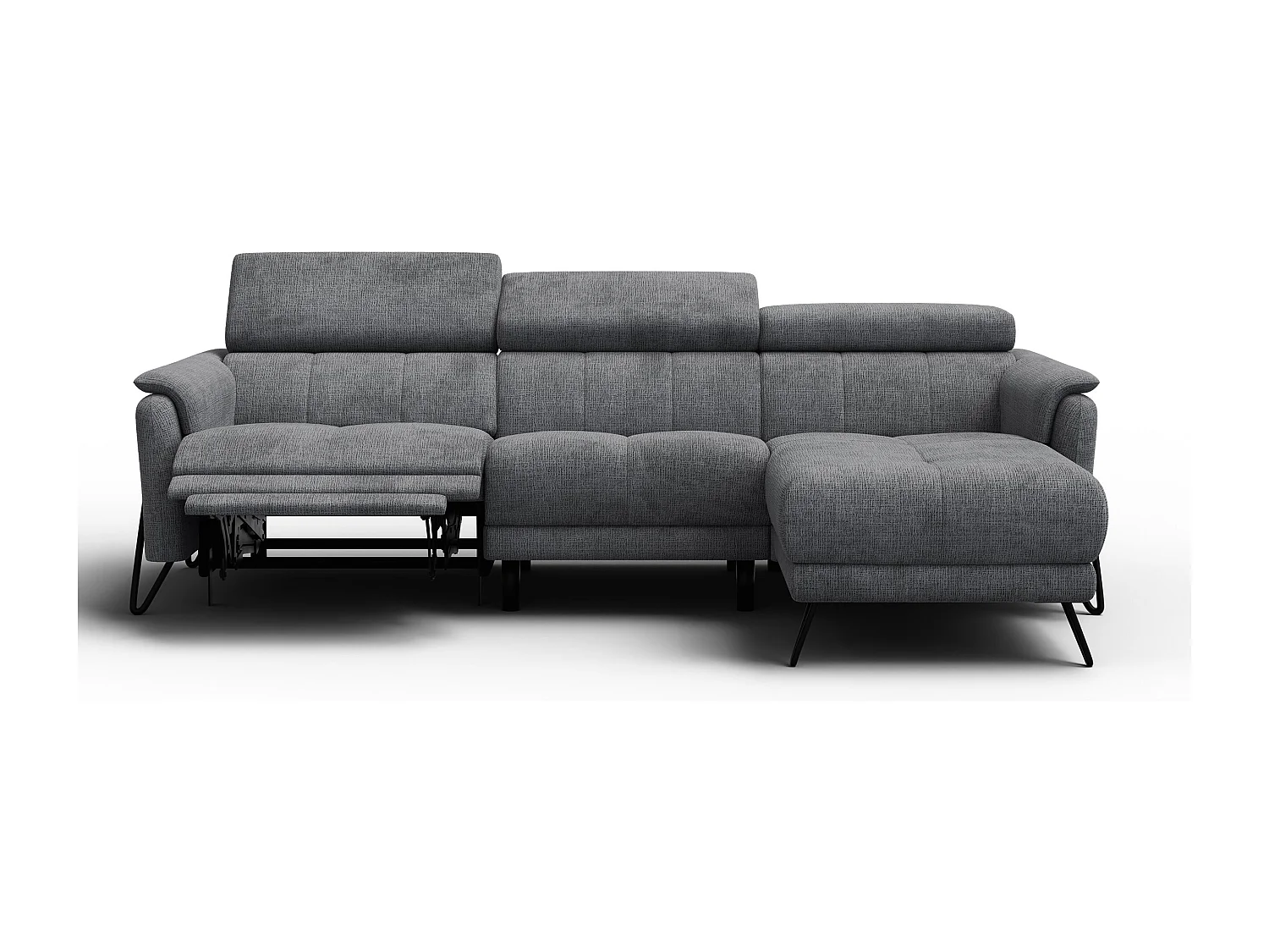 Ecksofa 4-Sitzer mit Relax RODEN, dunkelgrau